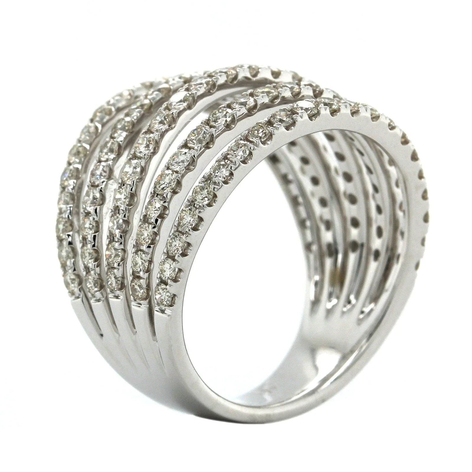 14K White Gold 5 Row Open Diamond Ring - Image 2