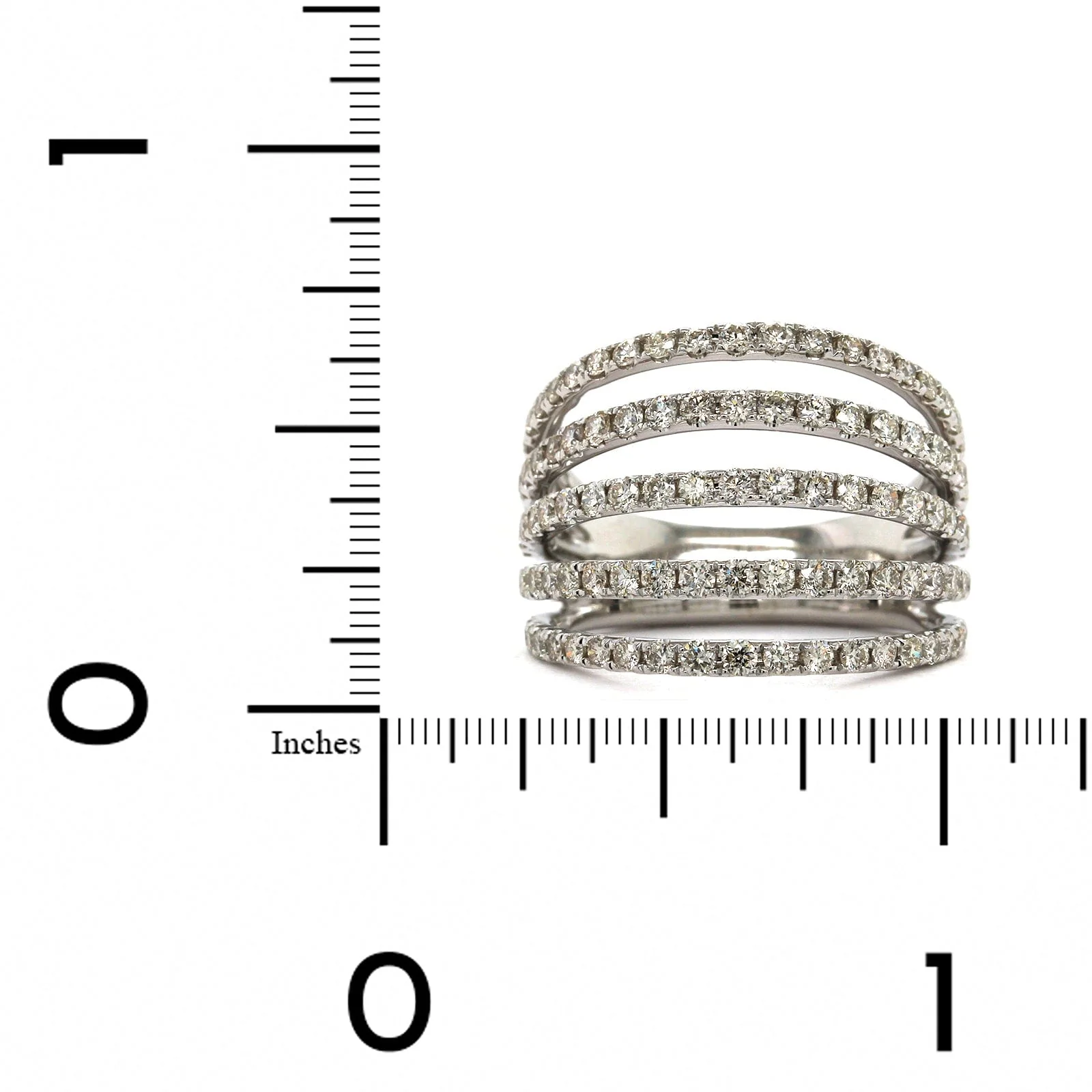 14K White Gold 5 Row Open Diamond Ring - Image 3