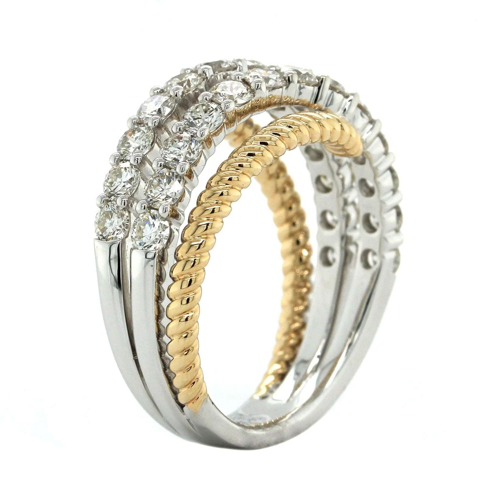 14K Two-Tone Gold Criss Cross Diamond Ring - Image 2