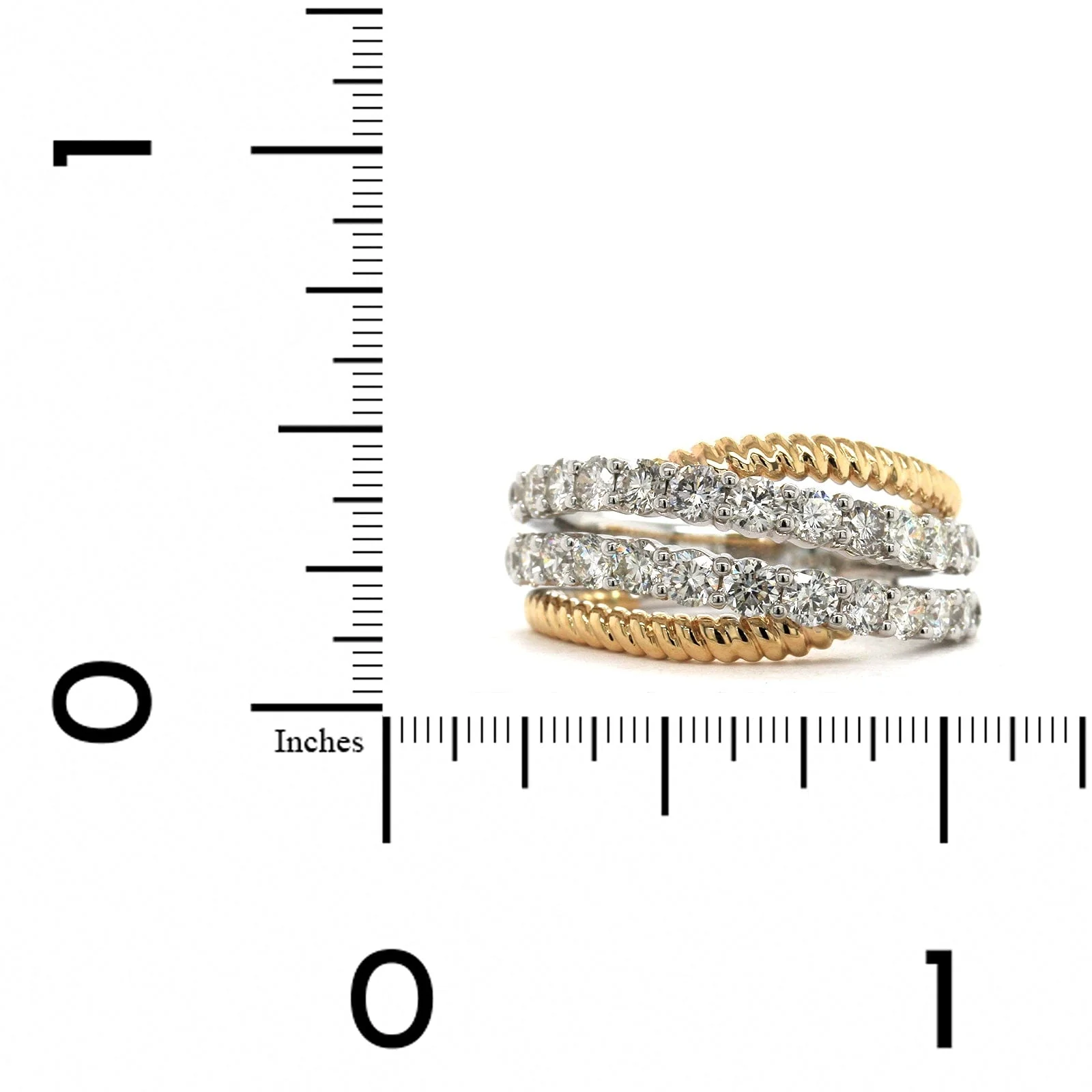 14K Two-Tone Gold Criss Cross Diamond Ring - Image 3
