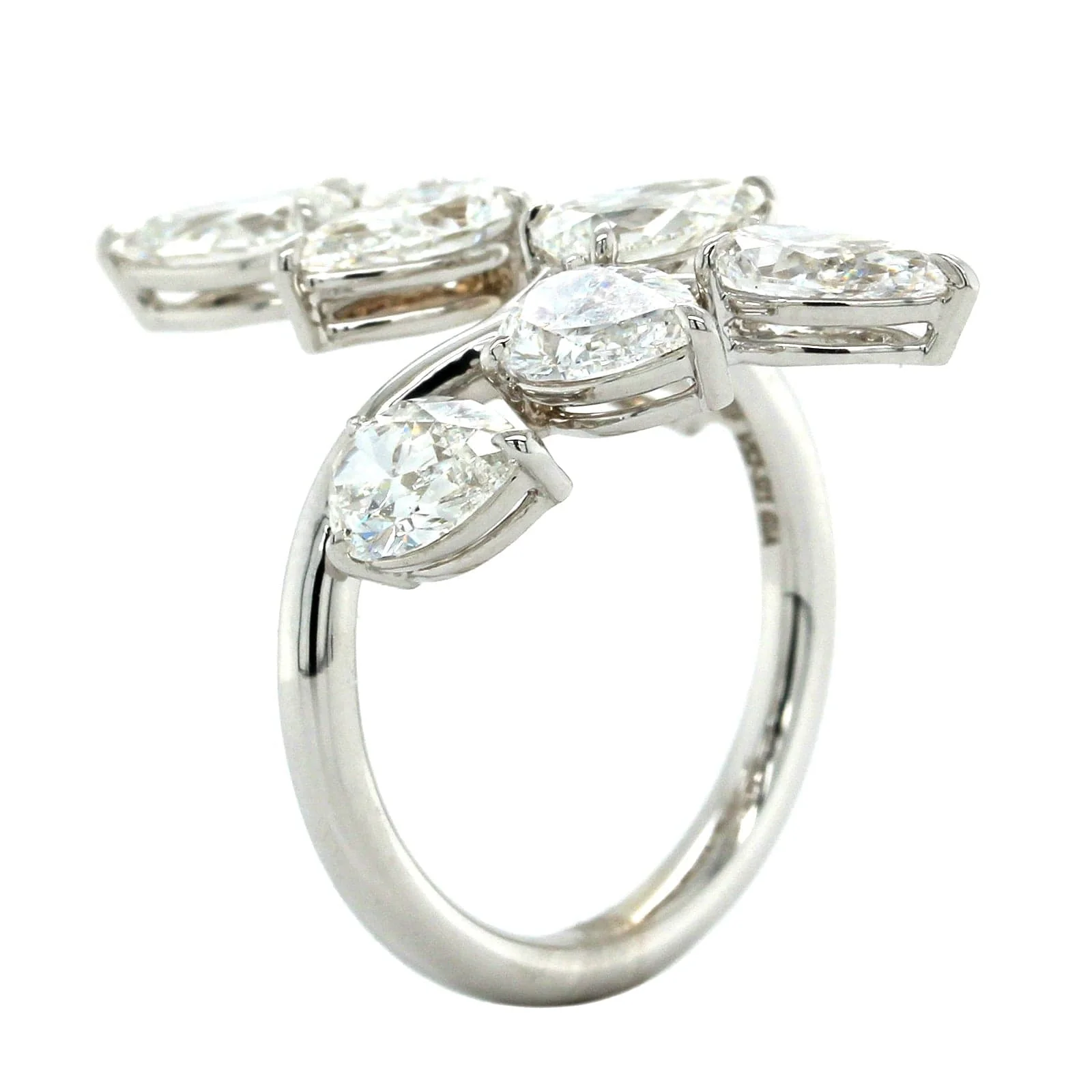 18K White Gold Pear Shape Diamond Bypass Ring - Image 2