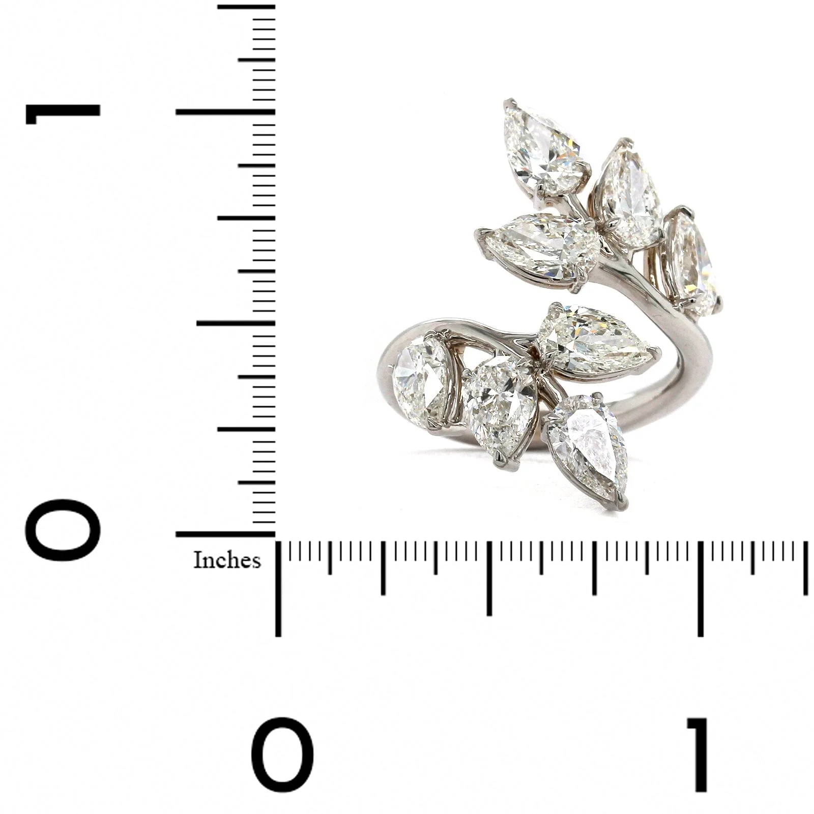 18K White Gold Pear Shape Diamond Bypass Ring - Image 3