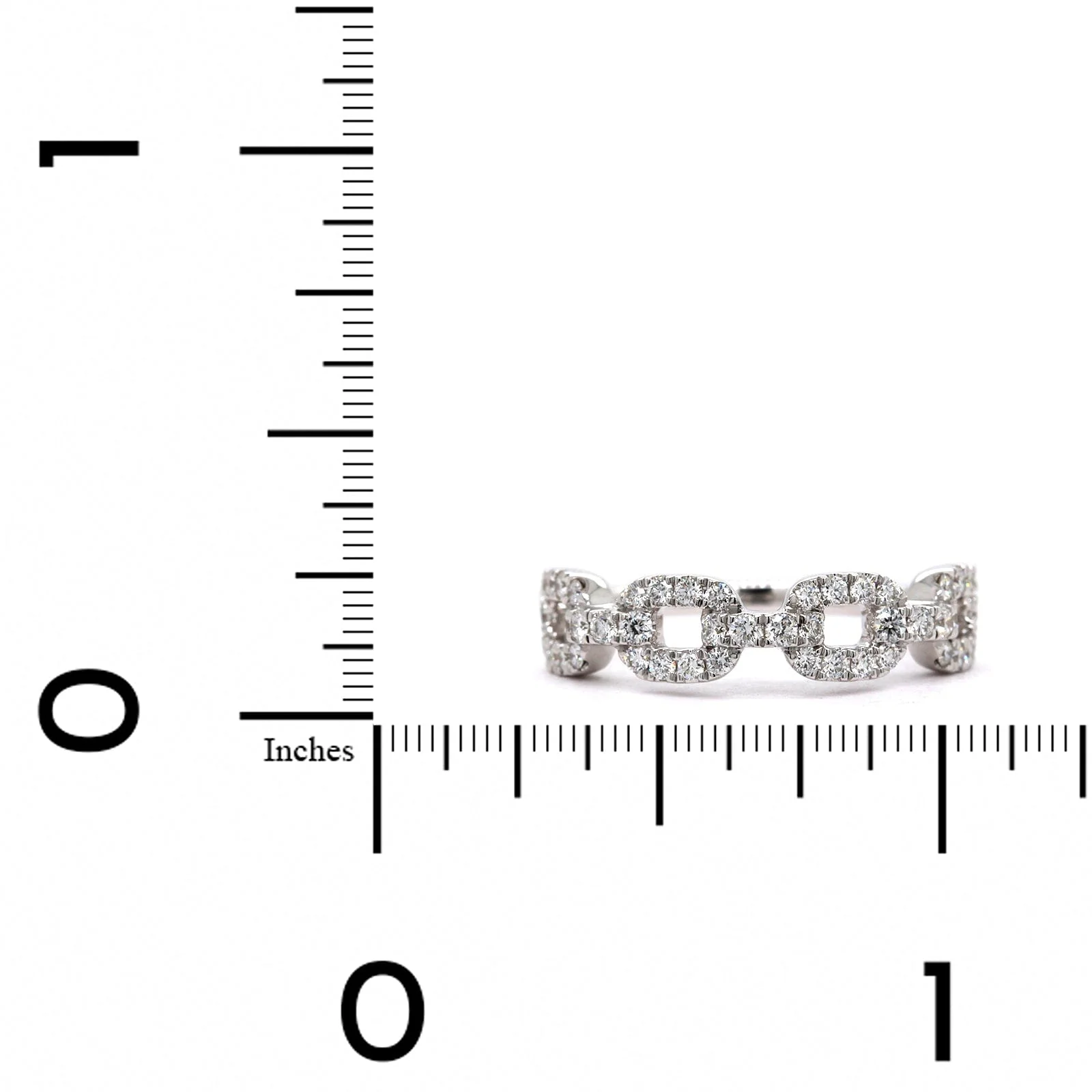 14K White Gold Link Design Pave Diamond Ring - Image 3