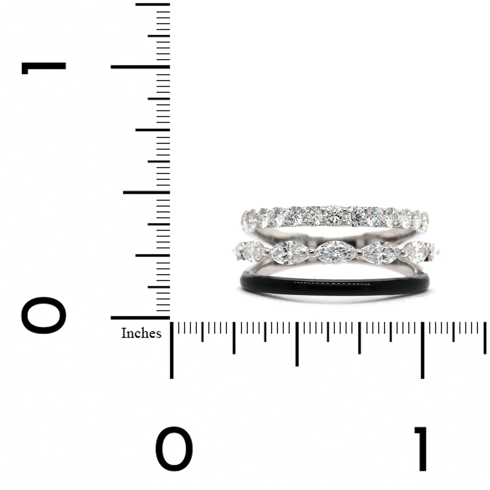 Etho Maria 18K White Gold Marquise Diamond Black Ceramic Ring - Image 3