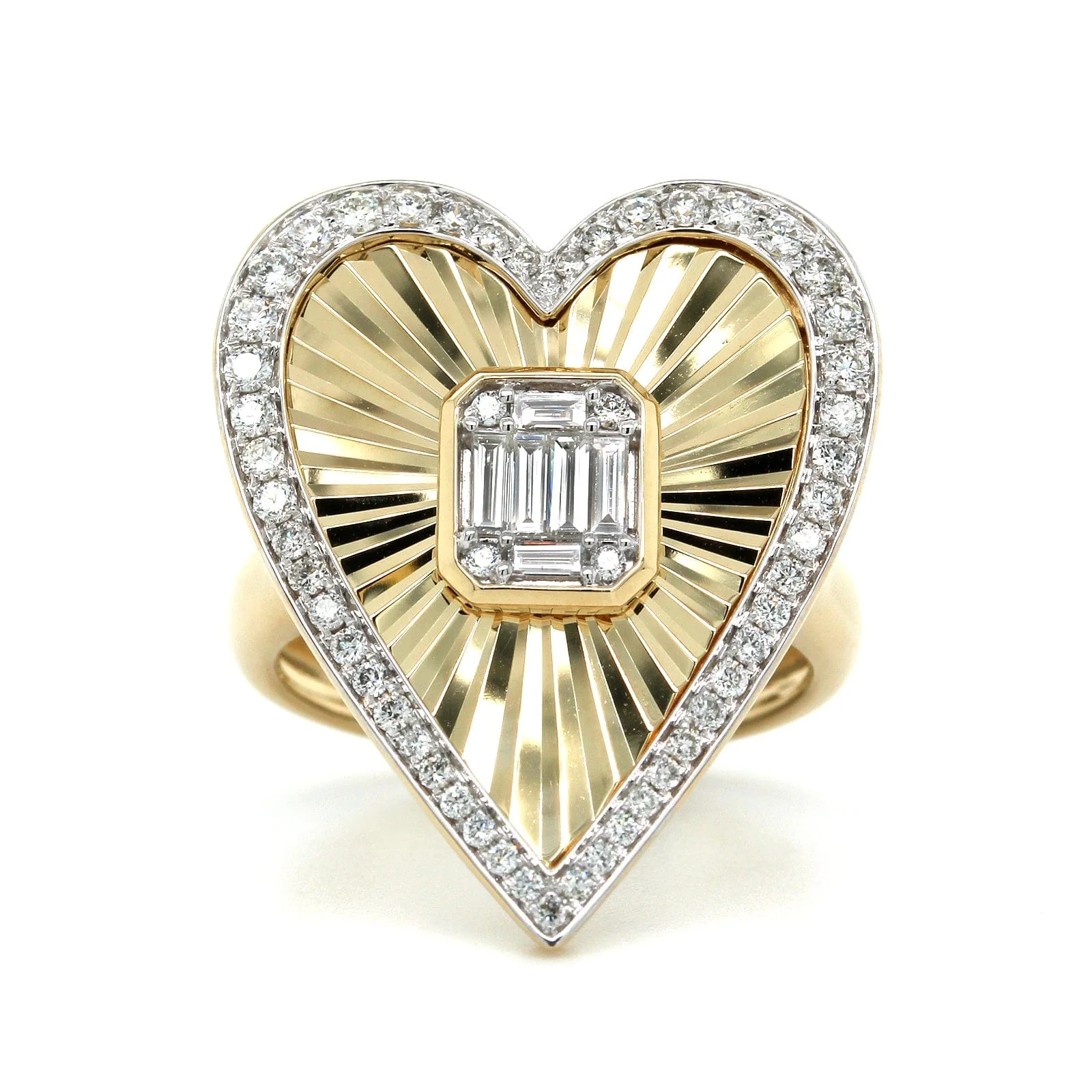 14K Yellow Gold Heart Diamond Ring