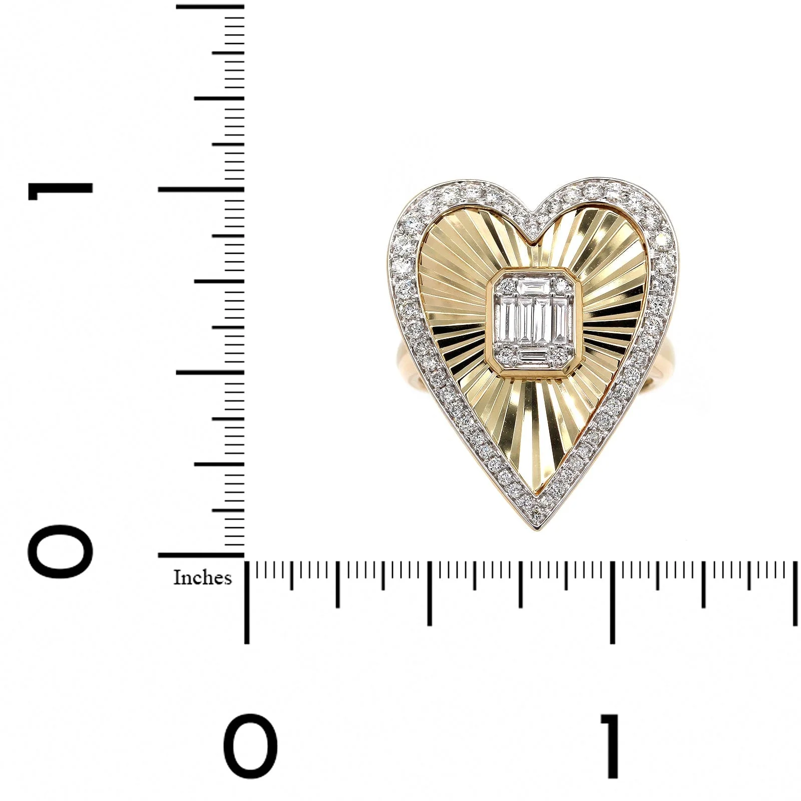 14K Yellow Gold Heart Diamond Ring - Image 4