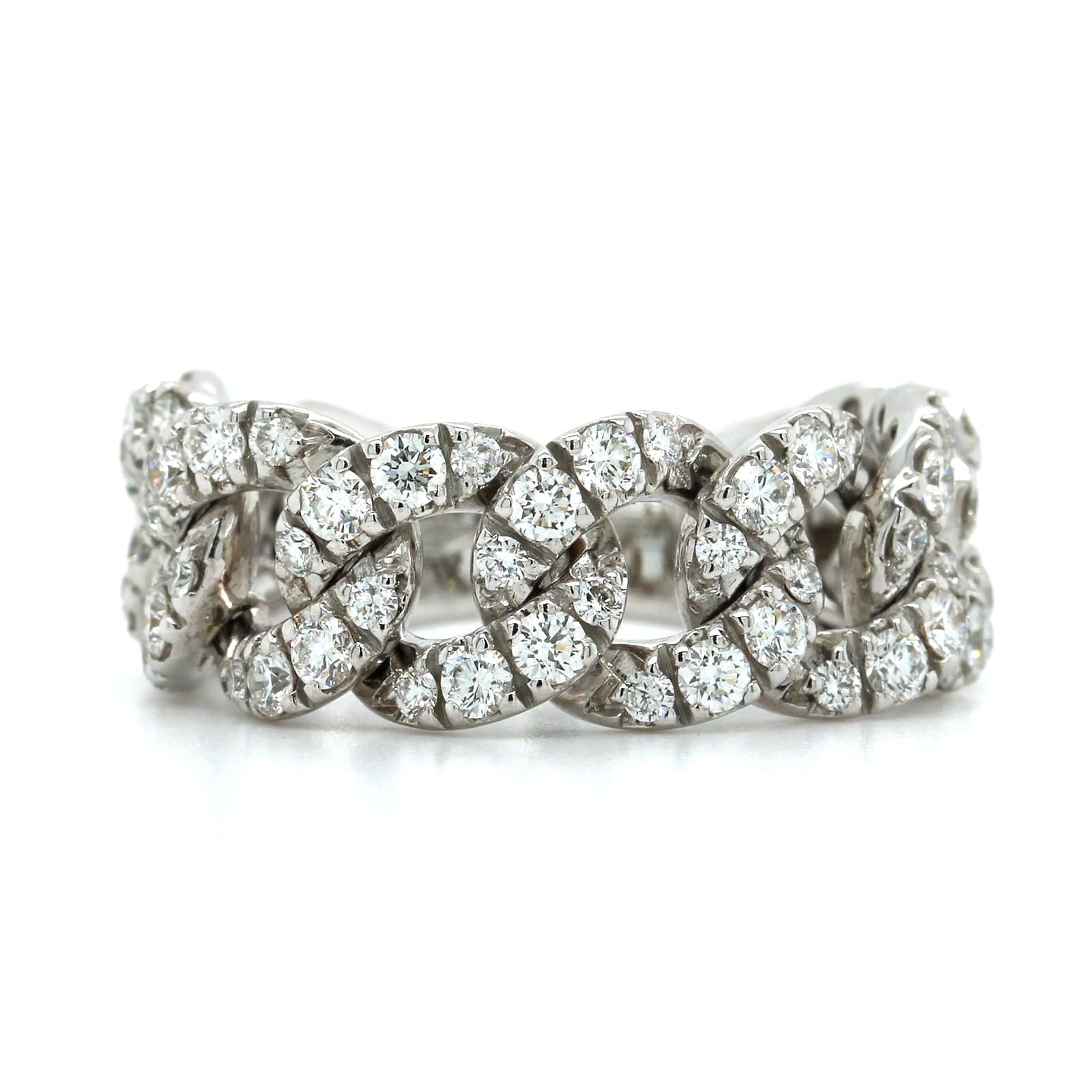 Zydo 18K White Gold Pave Diamond Curb Link Ring