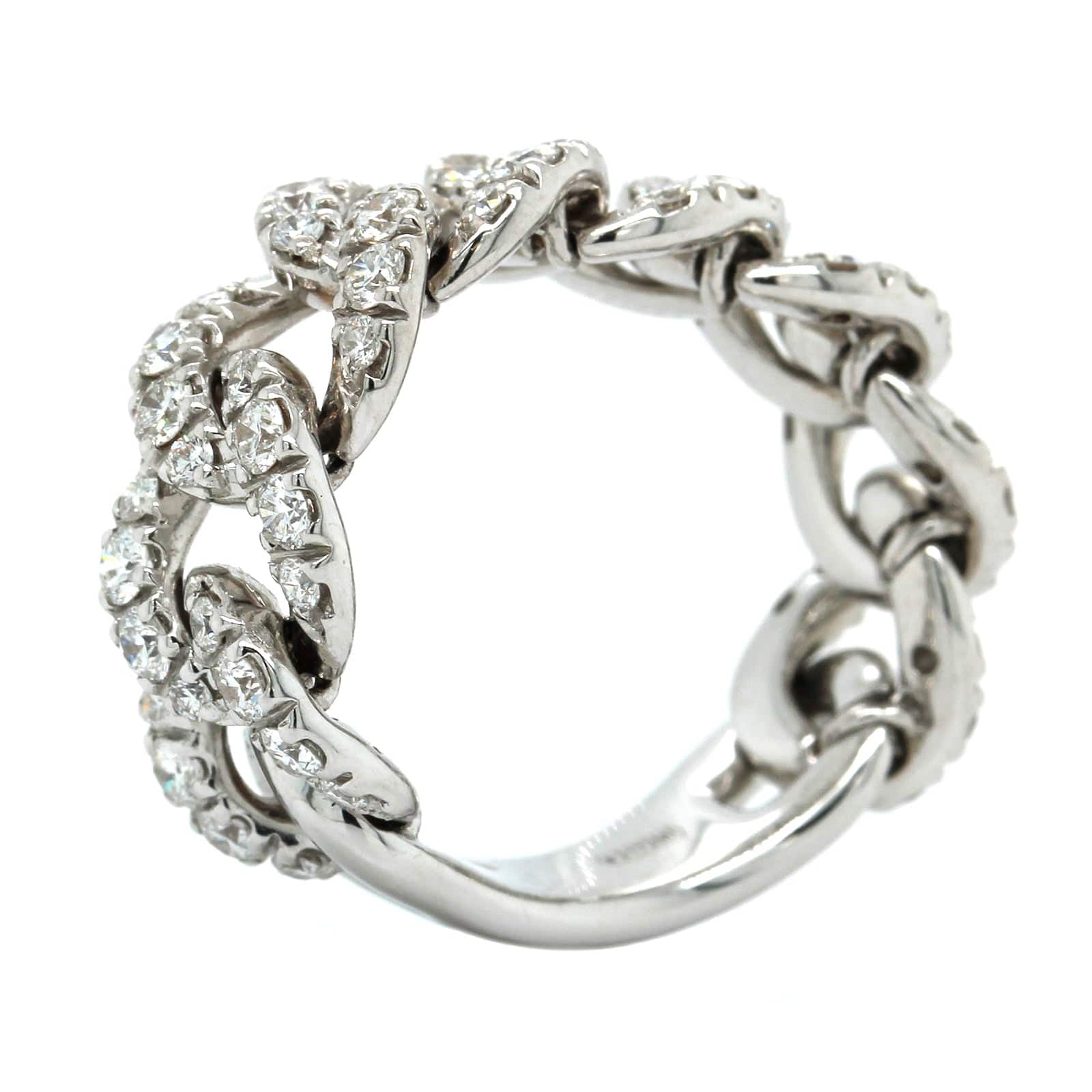 Zydo 18K White Gold Pave Diamond Curb Link Ring - Image 2