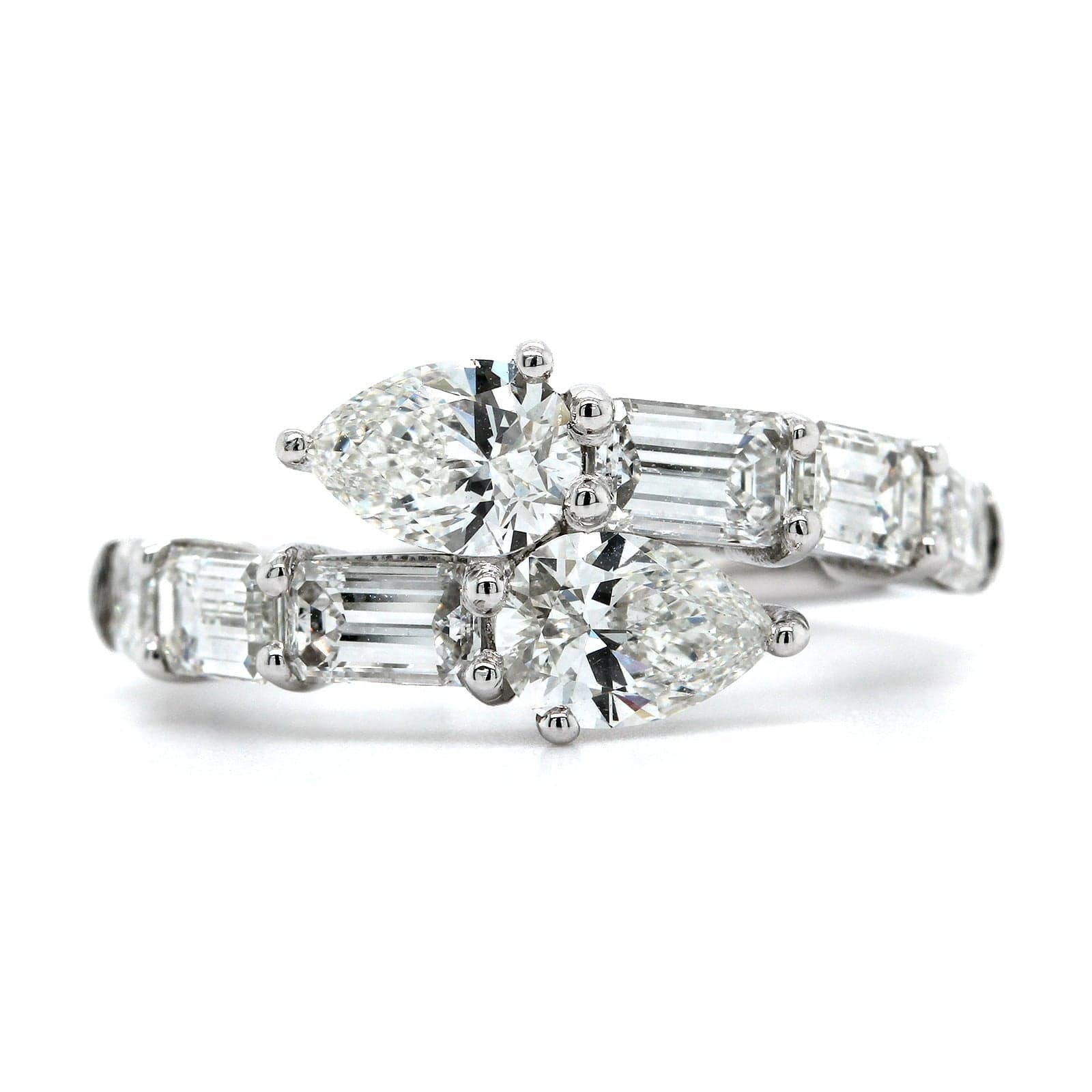 Platinum Bypass Pear Shape Diamond Ring - Image 5