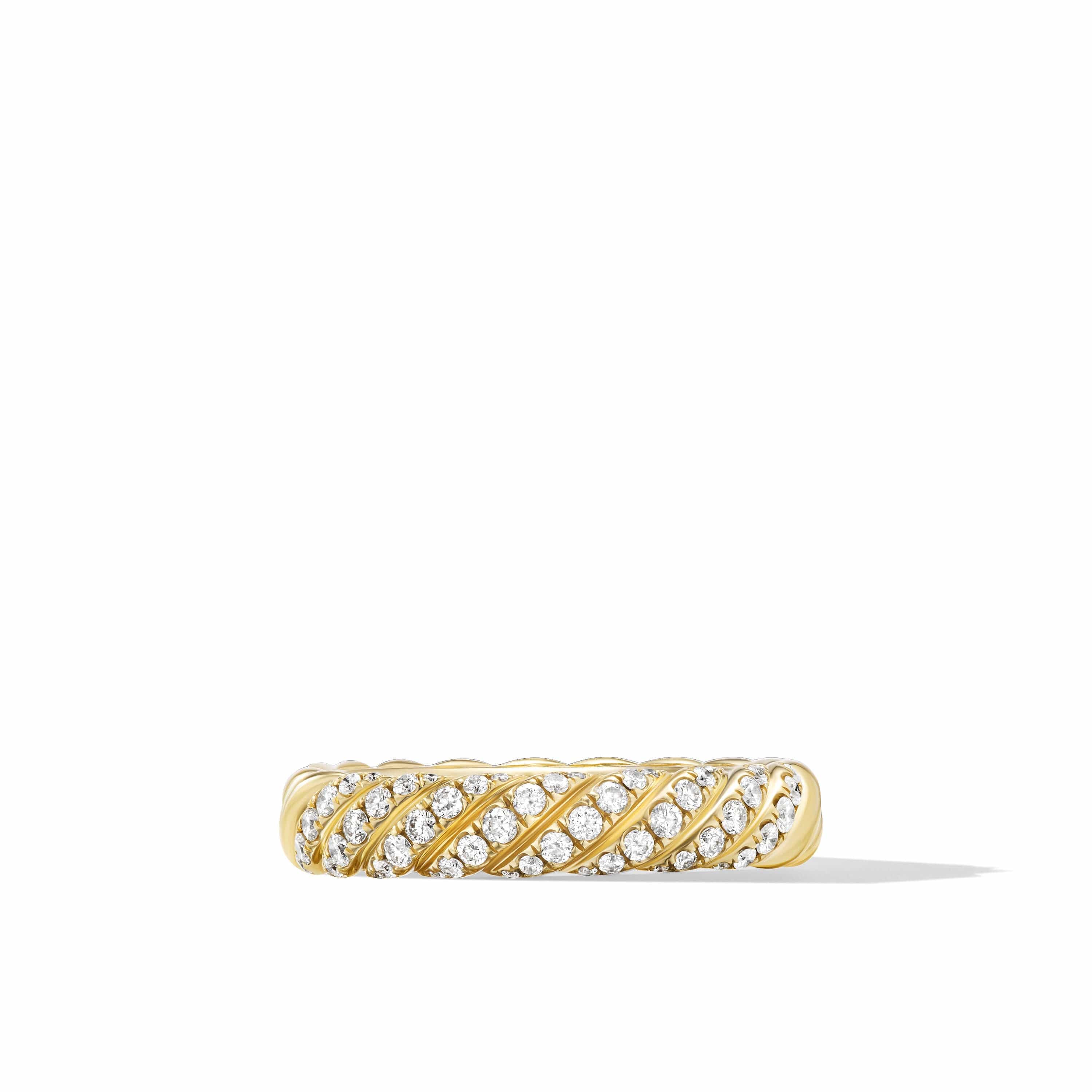 Sculpted Cable Band Ring in 18K Yellow Gold with Diamonds, 4.6mm - Image 3