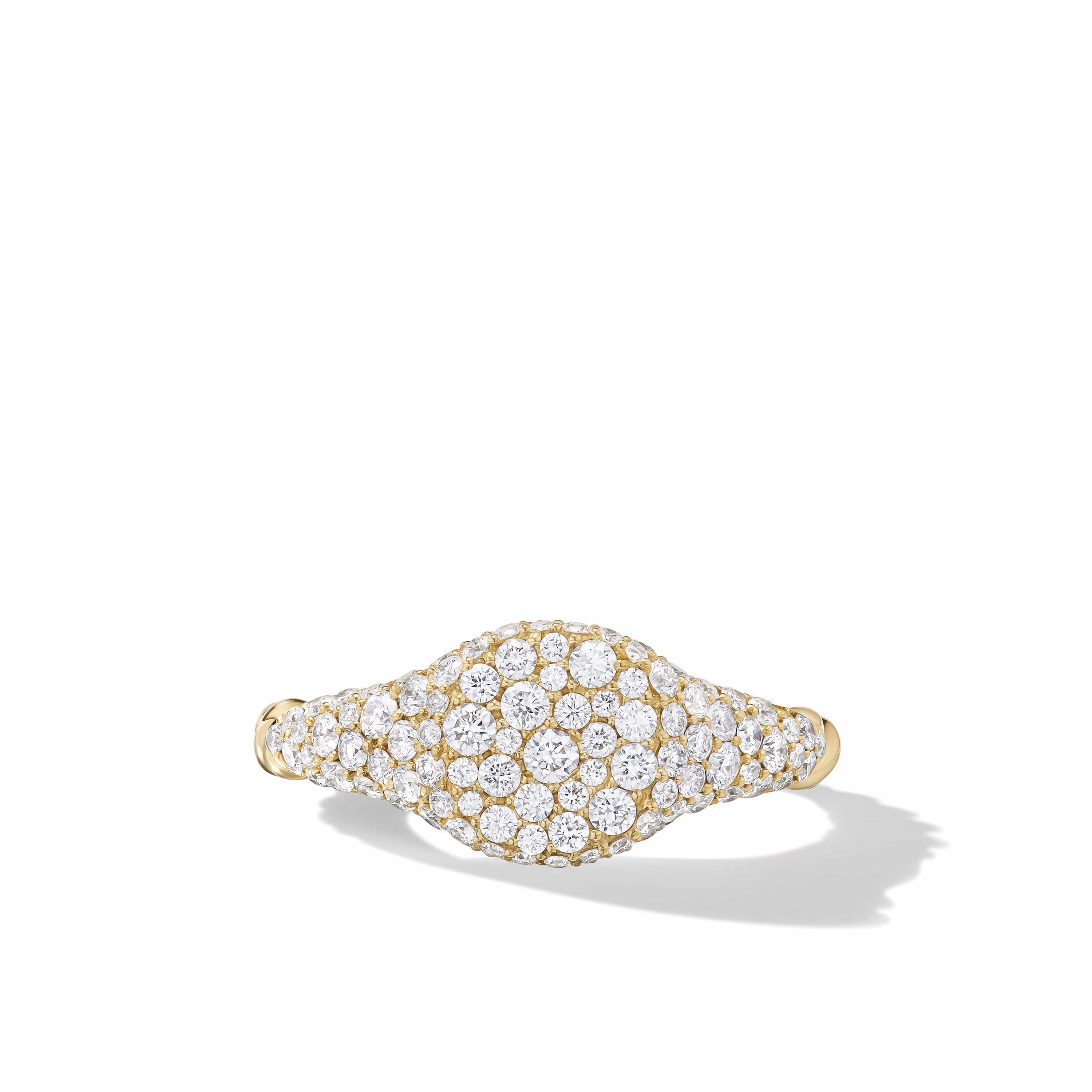 Petite Pavé Pinky Ring in 18K Yellow Gold with Diamonds - Image 3