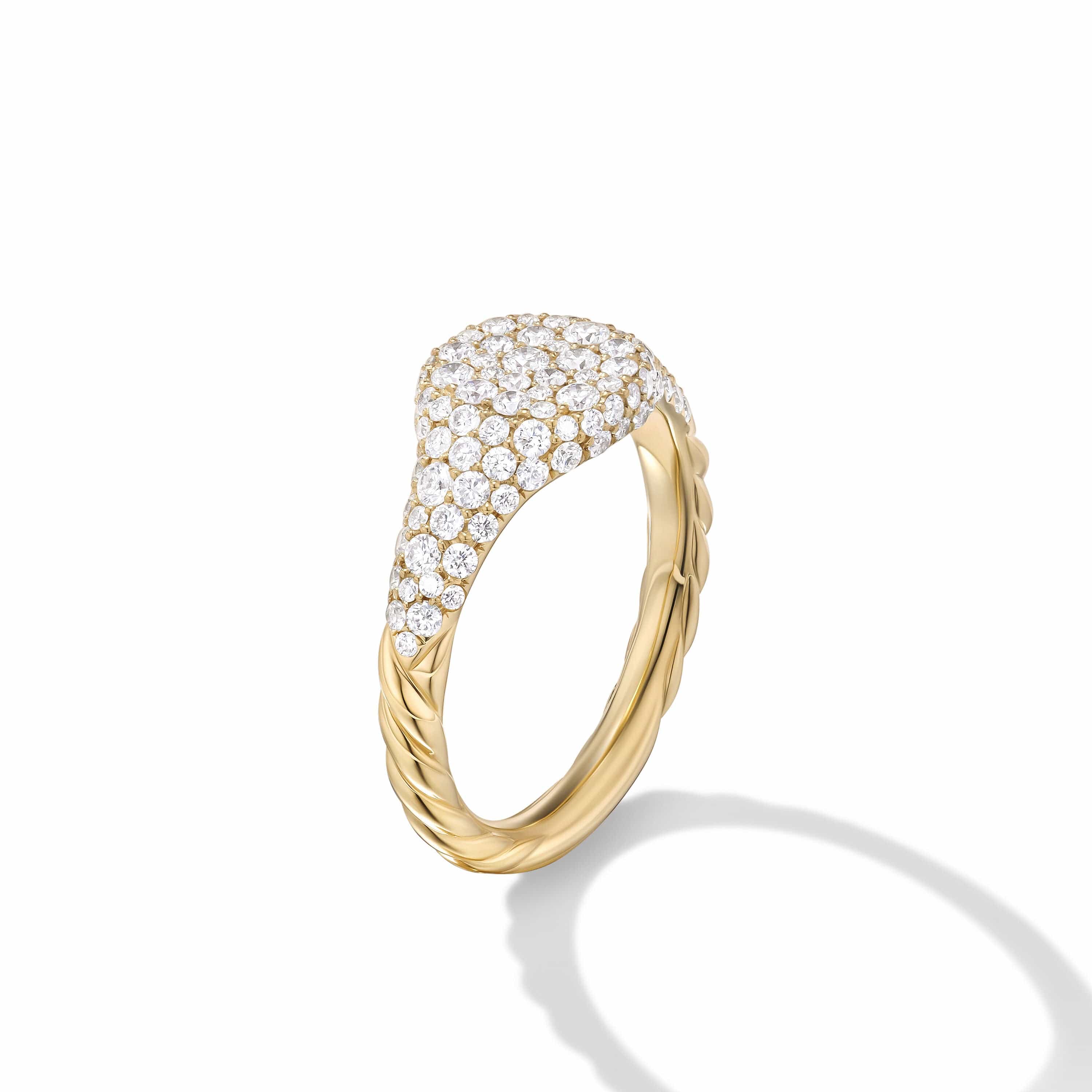 Petite Pavé Pinky Ring in 18K Yellow Gold with Diamonds - Image 2