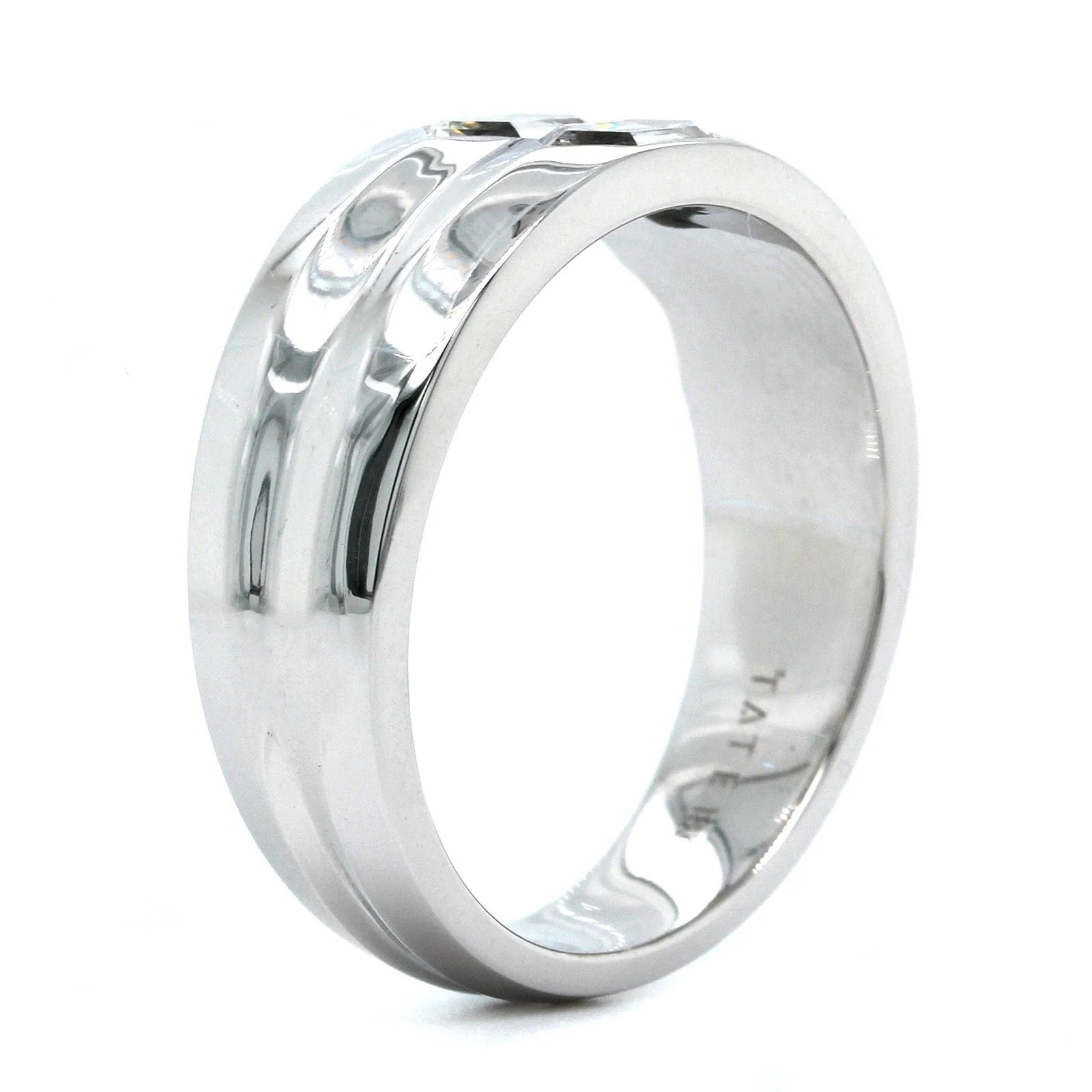 18K White Gold Hexagonal Cut Diamond 2 Stone Ring - Image 2