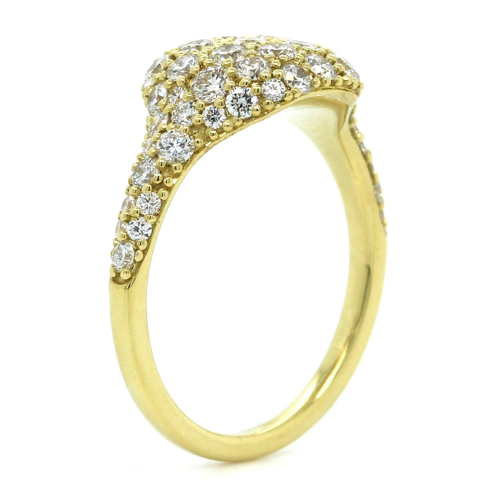 18K Yellow Gold Pave Diamond Pinky Ring - Image 2