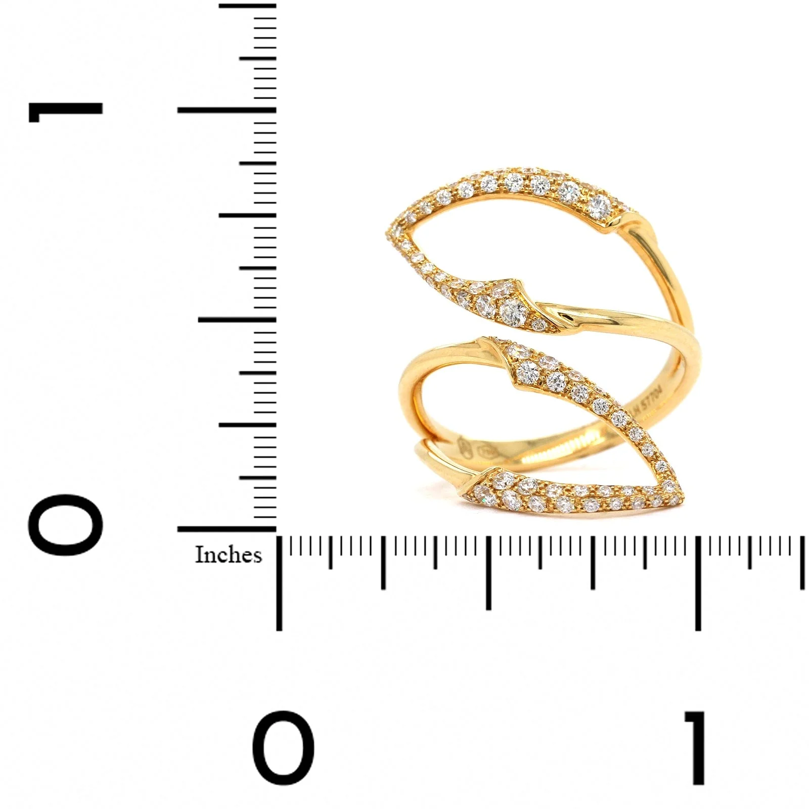 Etho Maria 18K Yellow Gold Pave Diamond Open Bypass Ring - Image 3
