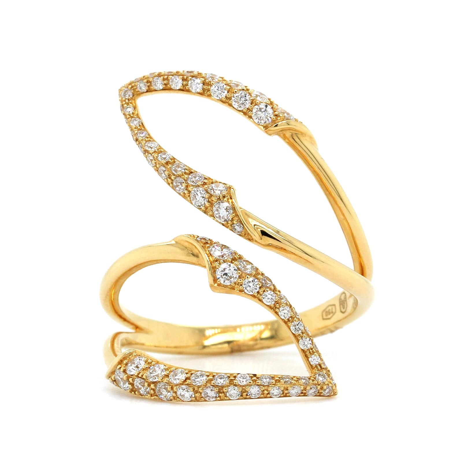 Etho Maria 18K Yellow Gold Pave Diamond Open Bypass Ring - Image 4