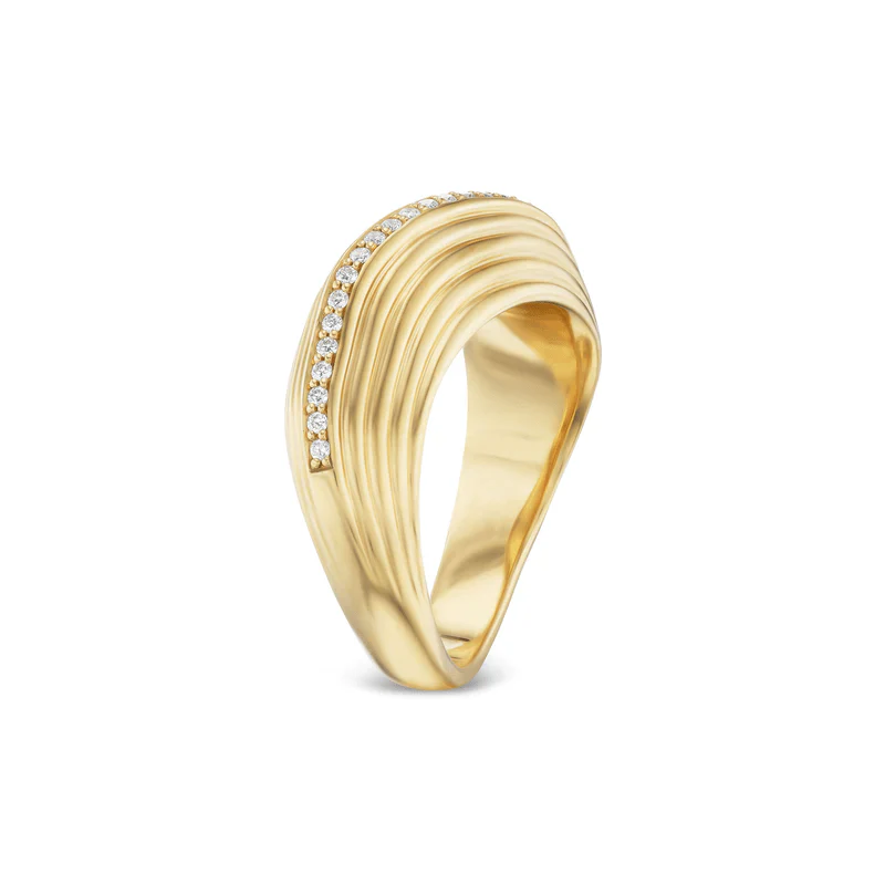 Sorellina 18K Yellow Gold Wave Diamond Ring - Image 3