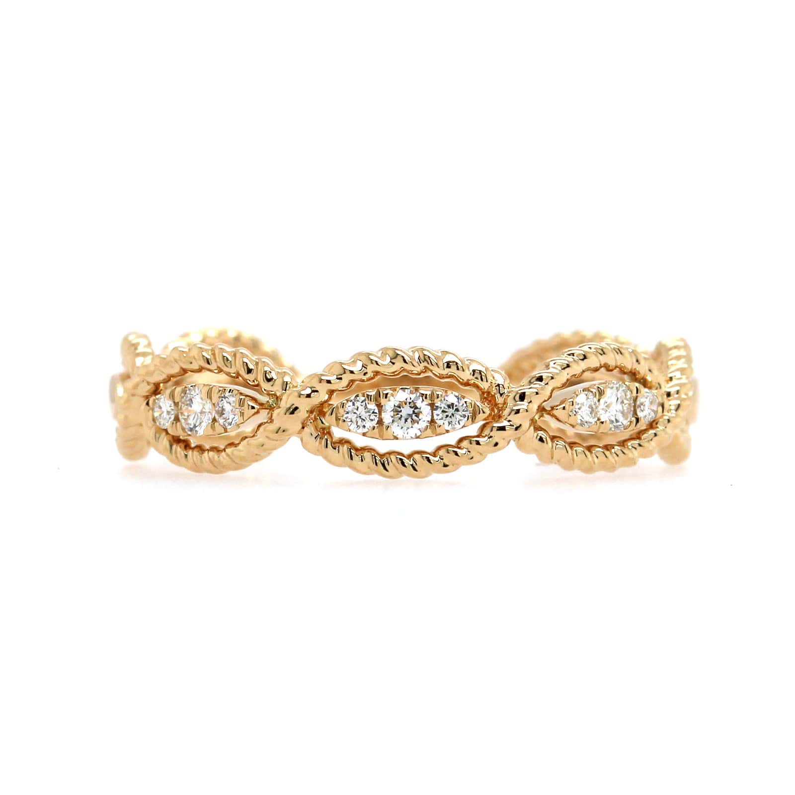 14K Yellow Gold Cable Diamond Ring