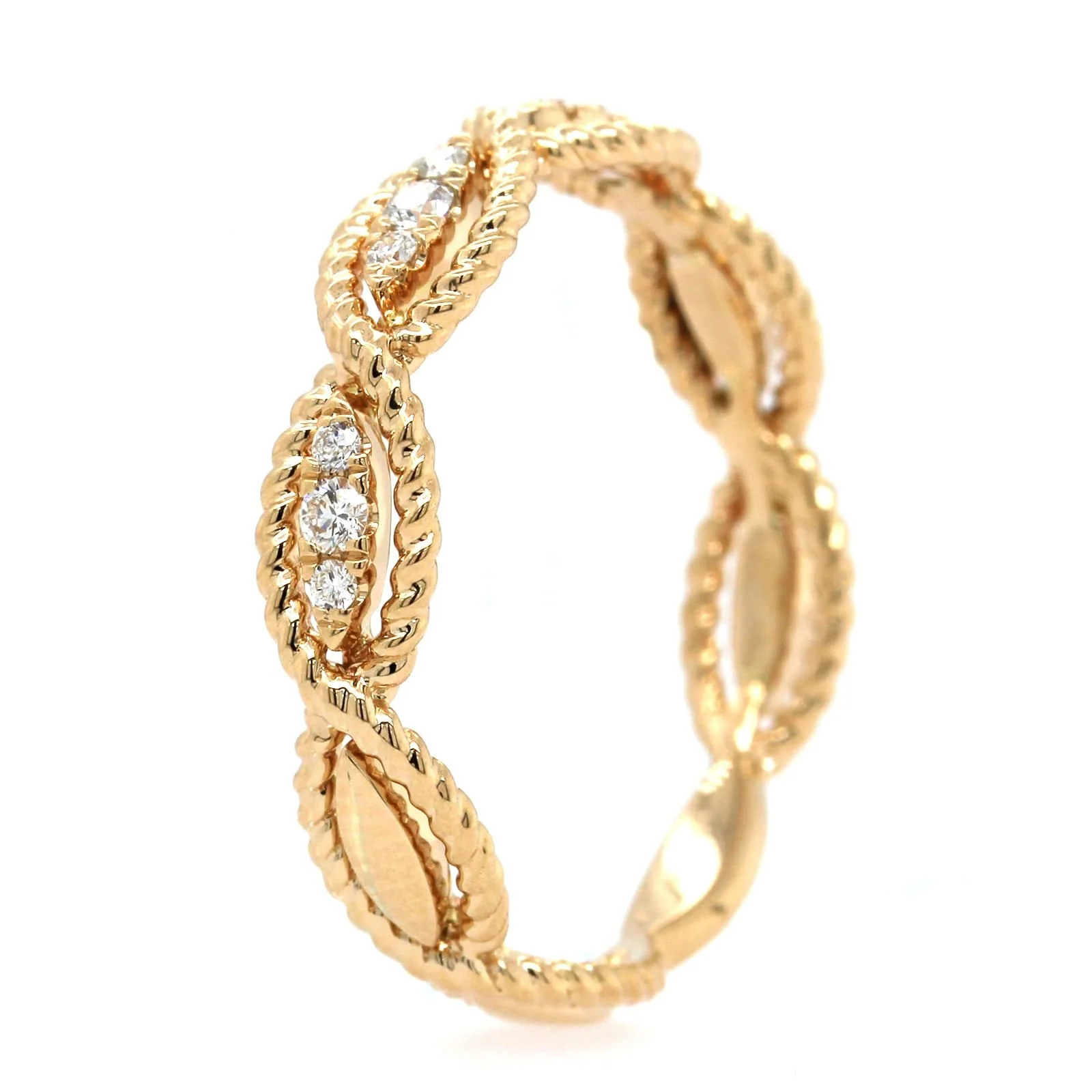 14K Yellow Gold Cable Diamond Ring - Image 2