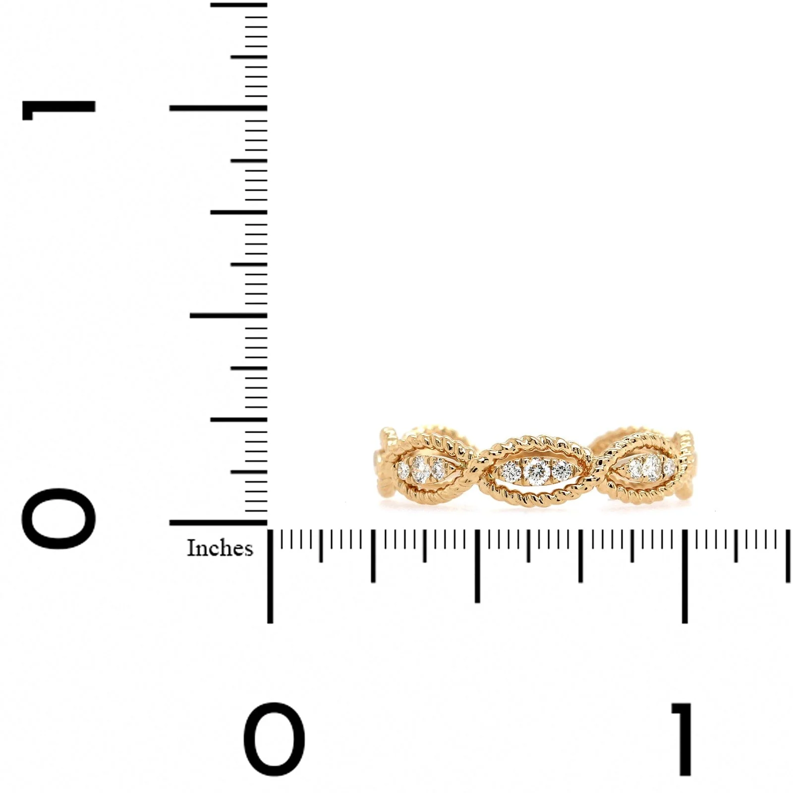 14K Yellow Gold Cable Diamond Ring - Image 3