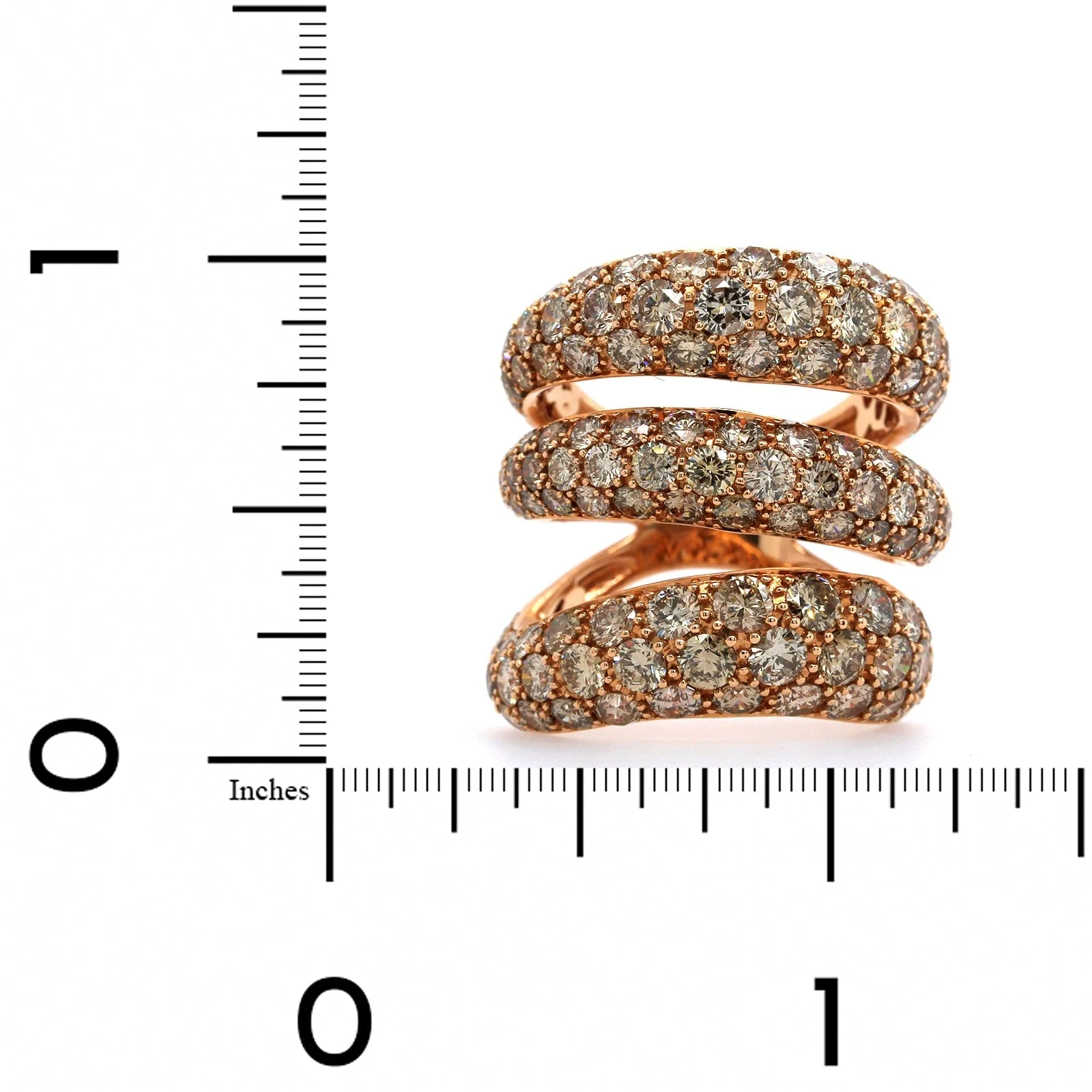 Etho Maria 18K Rose Gold 3 Row Brown Diamond Ring - Image 3
