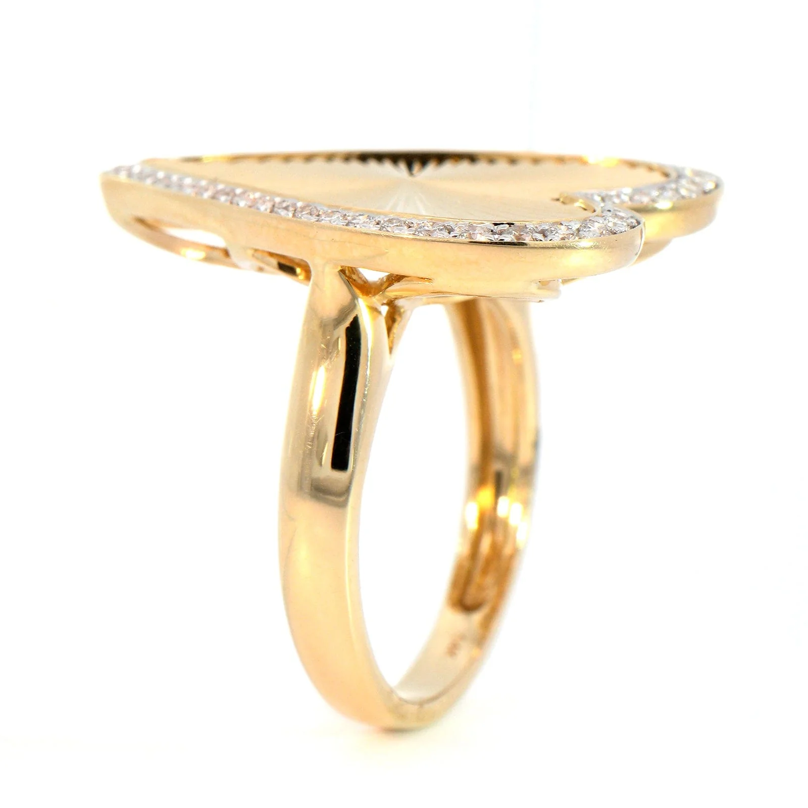 14K Yellow Gold Fluted Diamond Heart Ring - Image 2