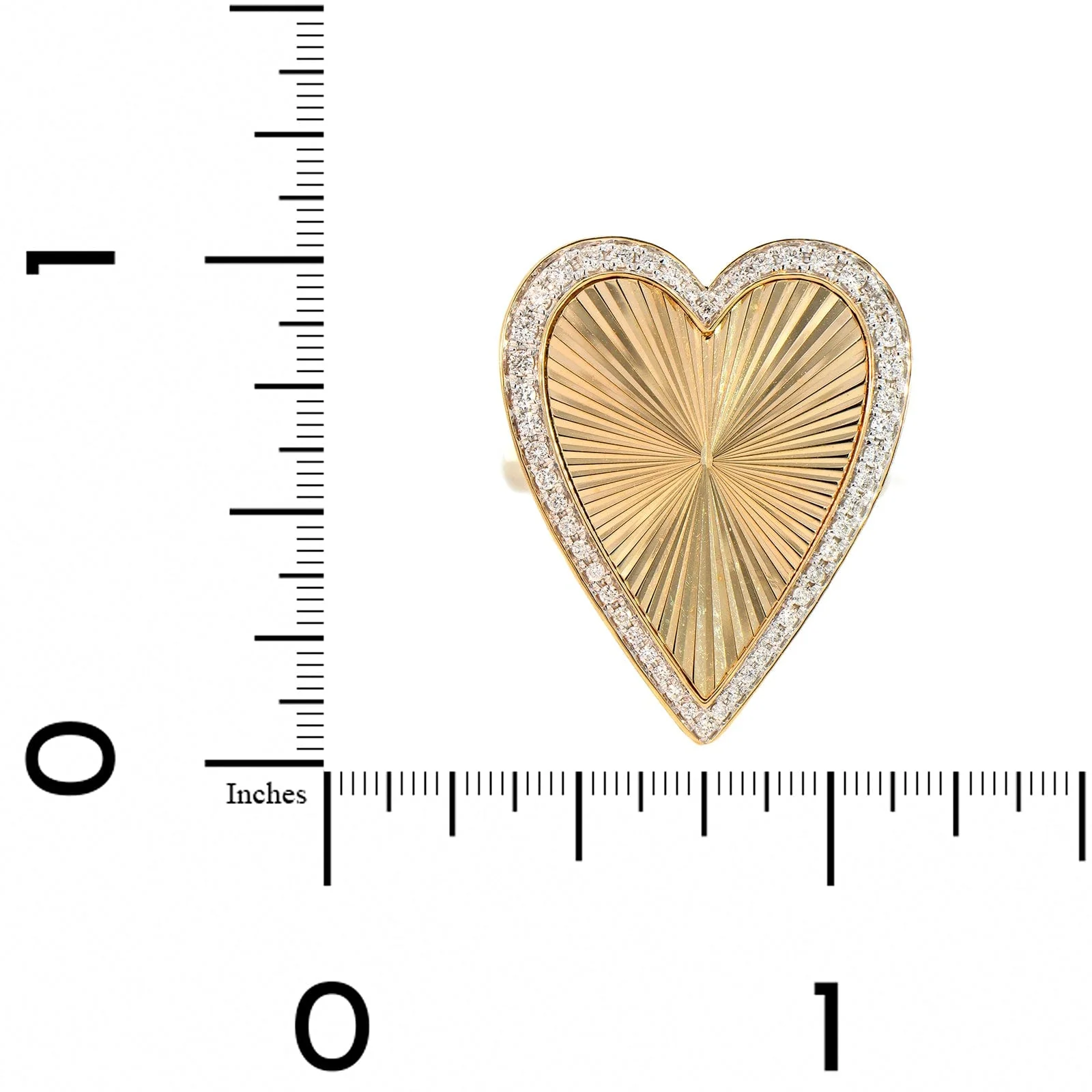 14K Yellow Gold Fluted Diamond Heart Ring - Image 3