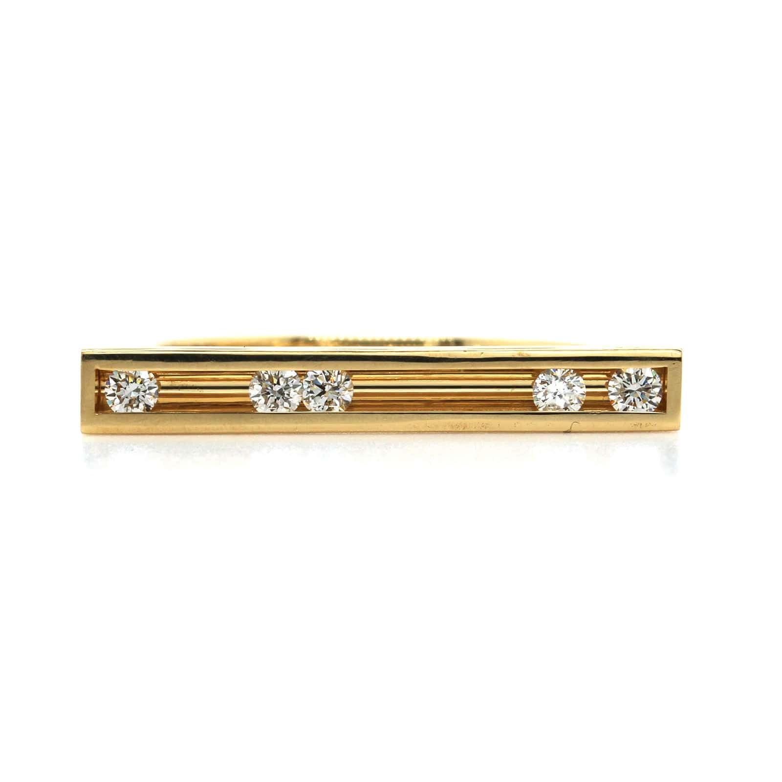 18K Yellow Gold 5 Moving Diamond Ring - Image 2