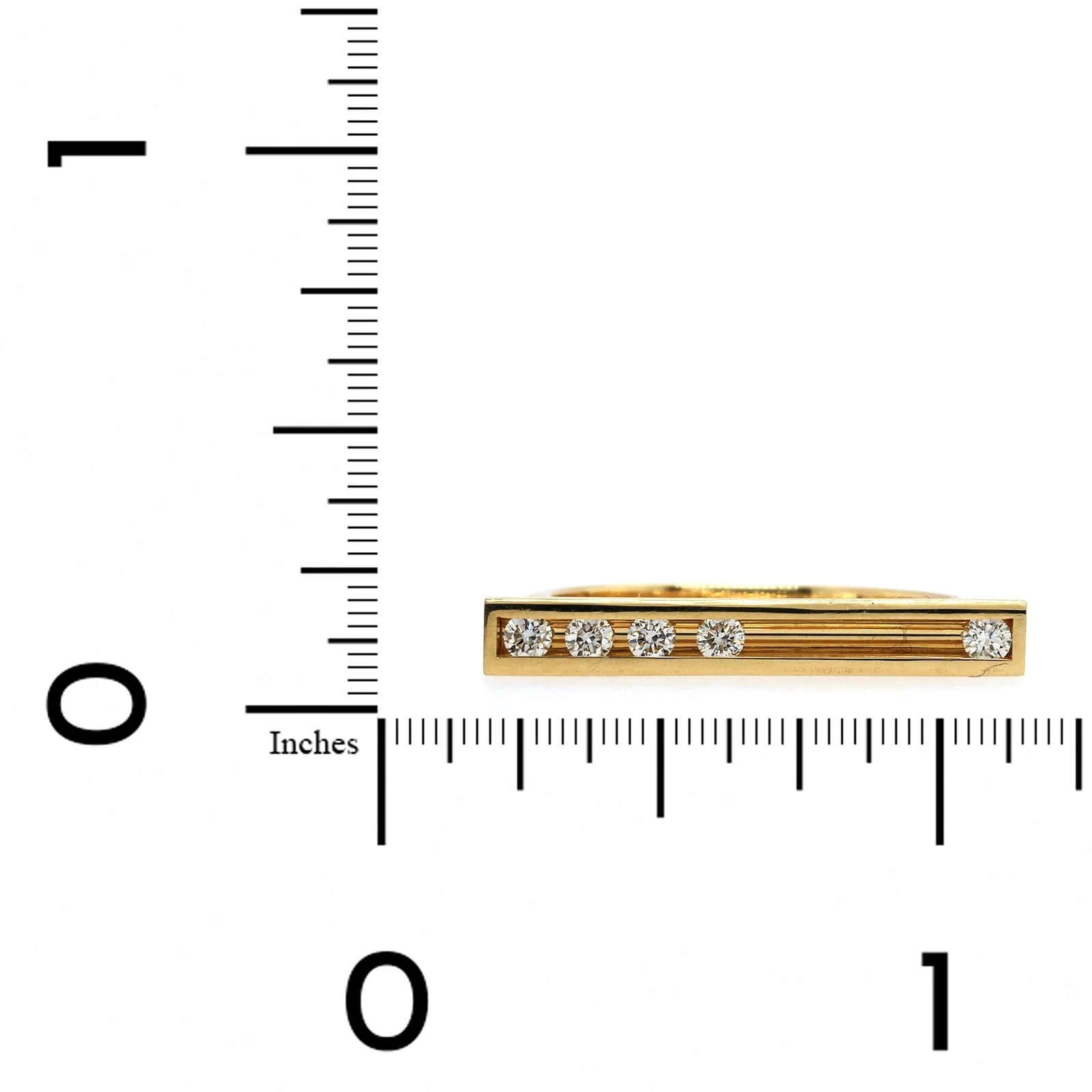 18K Yellow Gold 5 Moving Diamond Ring - Image 4