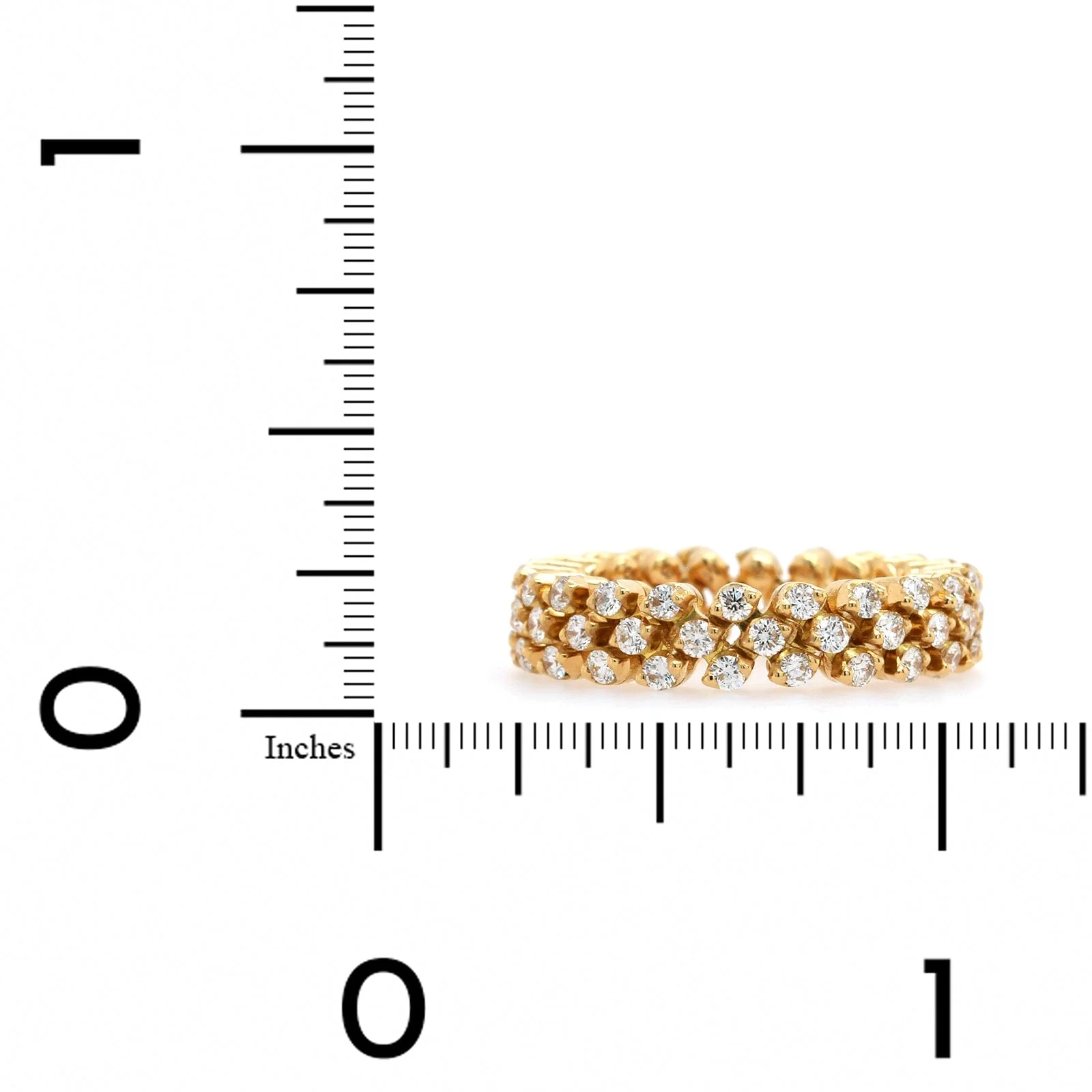 18K Yellow Gold 3 Row Adjustable Diamond Ring - Image 3