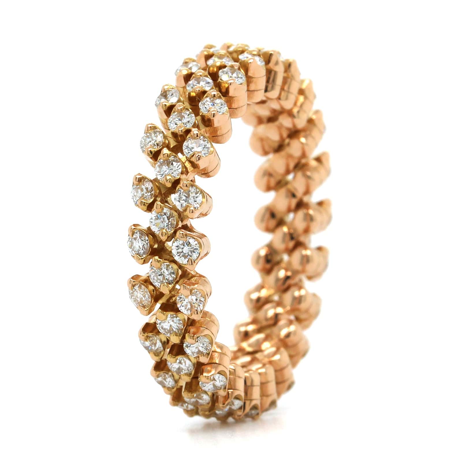 18K Rose Gold 3 Row Adjustable Diamond Ring - Image 2