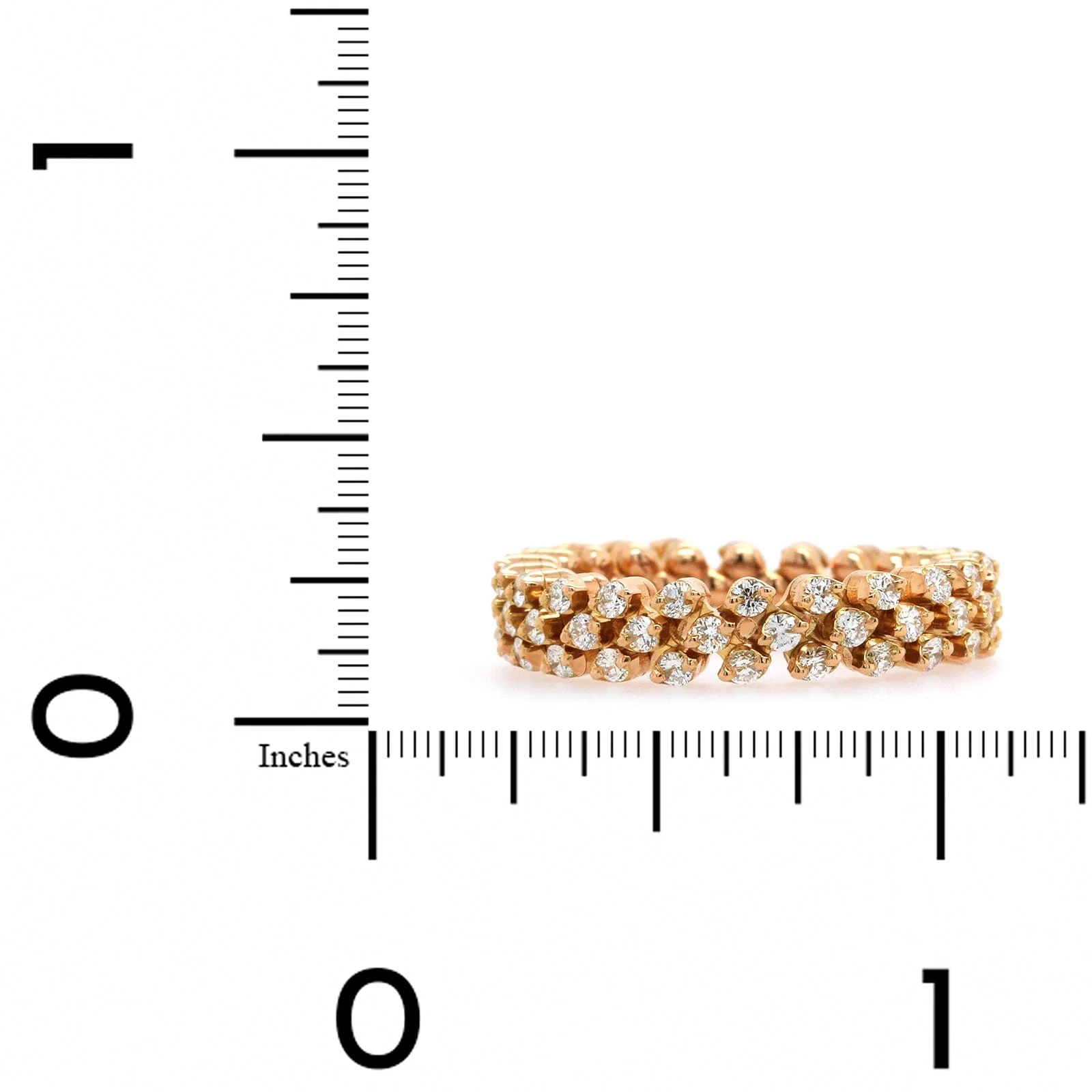 18K Rose Gold 3 Row Adjustable Diamond Ring - Image 3