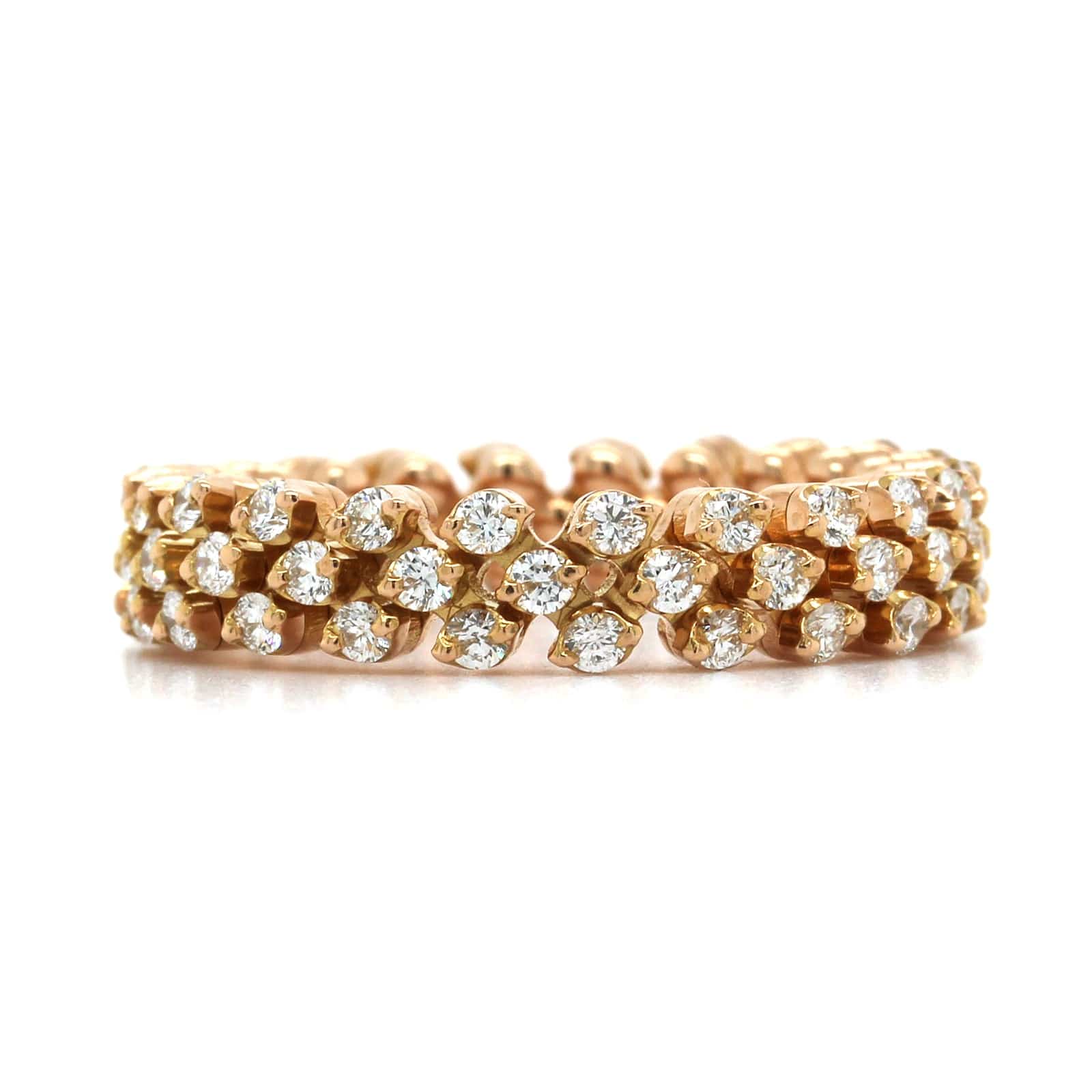 18K Rose Gold 3 Row Adjustable Diamond Ring - Image 4