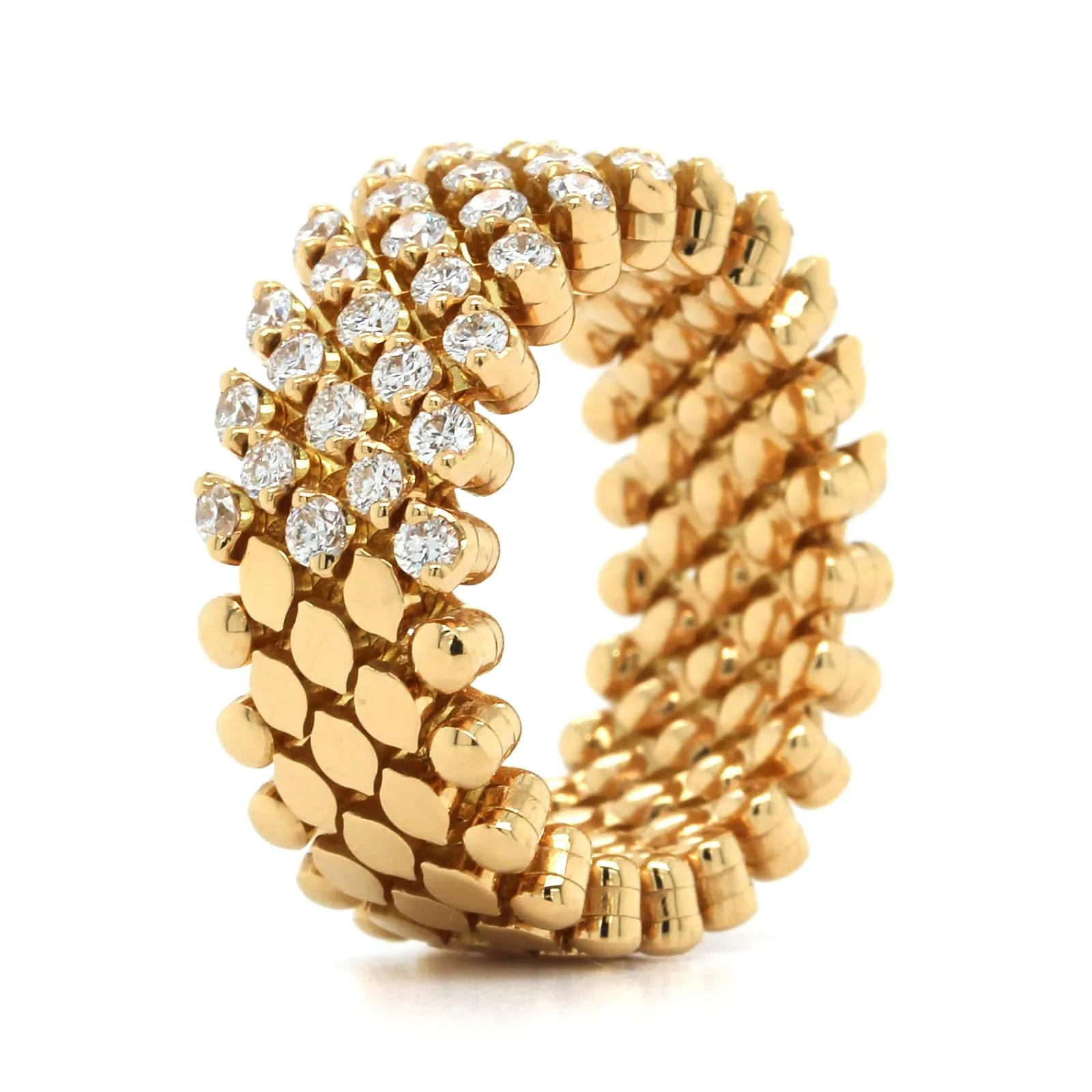 18K Yellow Gold 5 Row Adjustable Diamond Ring - Image 2