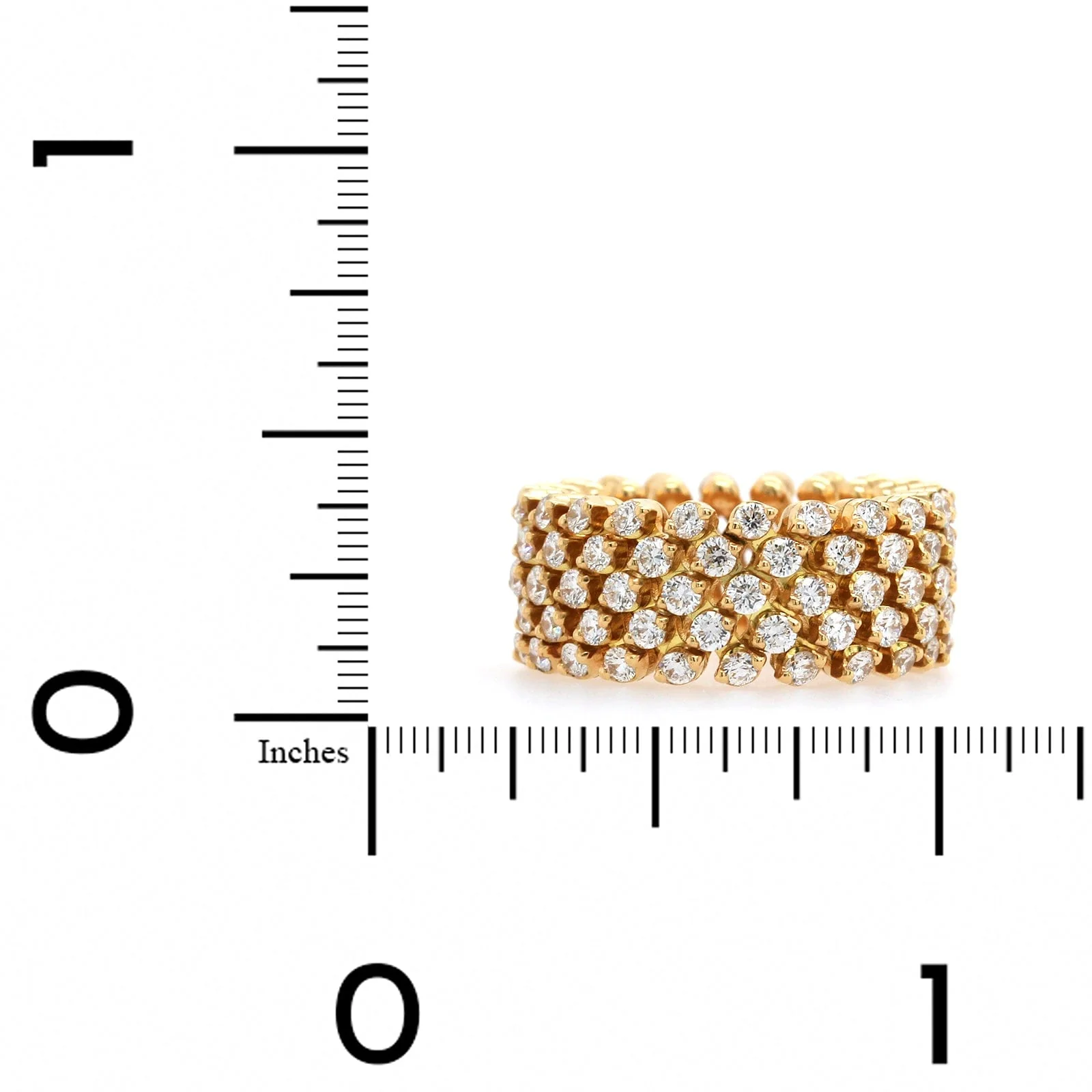 18K Yellow Gold 5 Row Adjustable Diamond Ring - Image 3