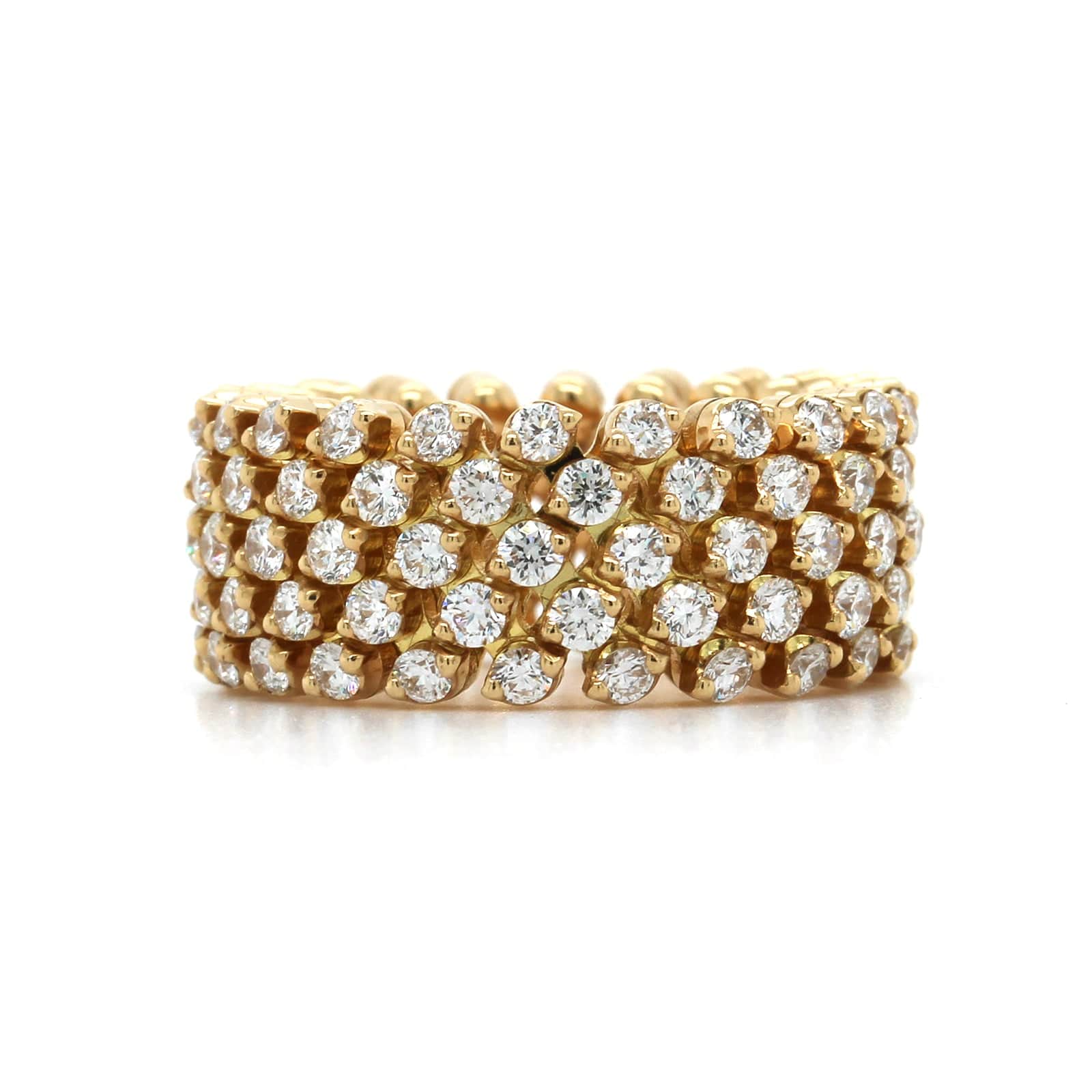 18K Yellow Gold 5 Row Adjustable Diamond Ring - Image 4