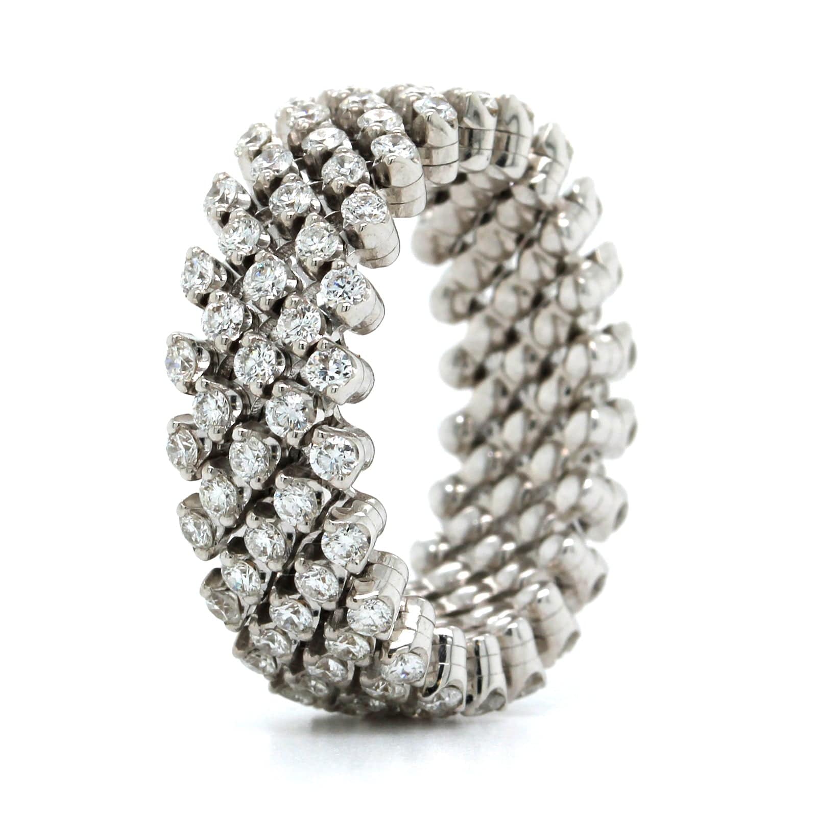 18K White Gold 5 Row Adjustable Diamond Ring - Image 2