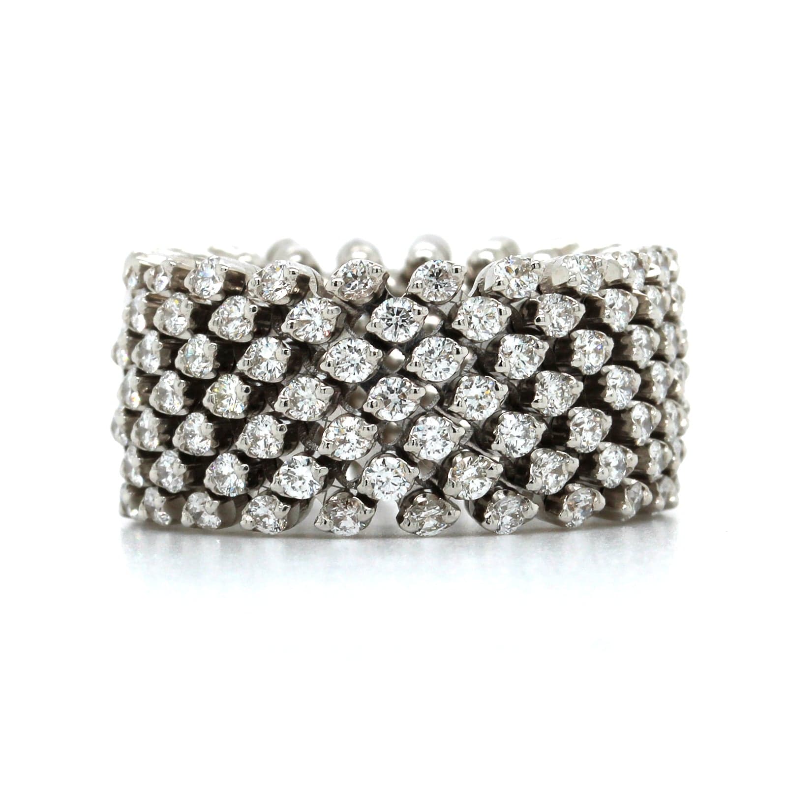 18K White Gold 7 Row Adjustable Diamond Ring