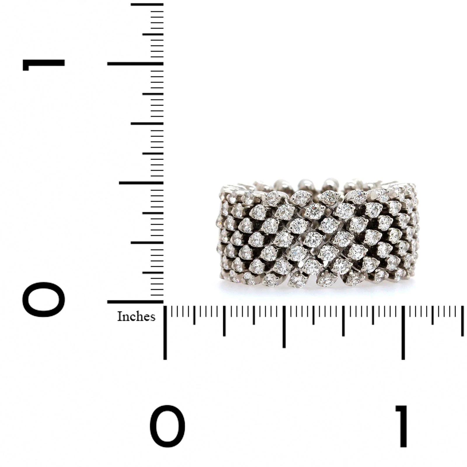 18K White Gold 7 Row Adjustable Diamond Ring - Image 3