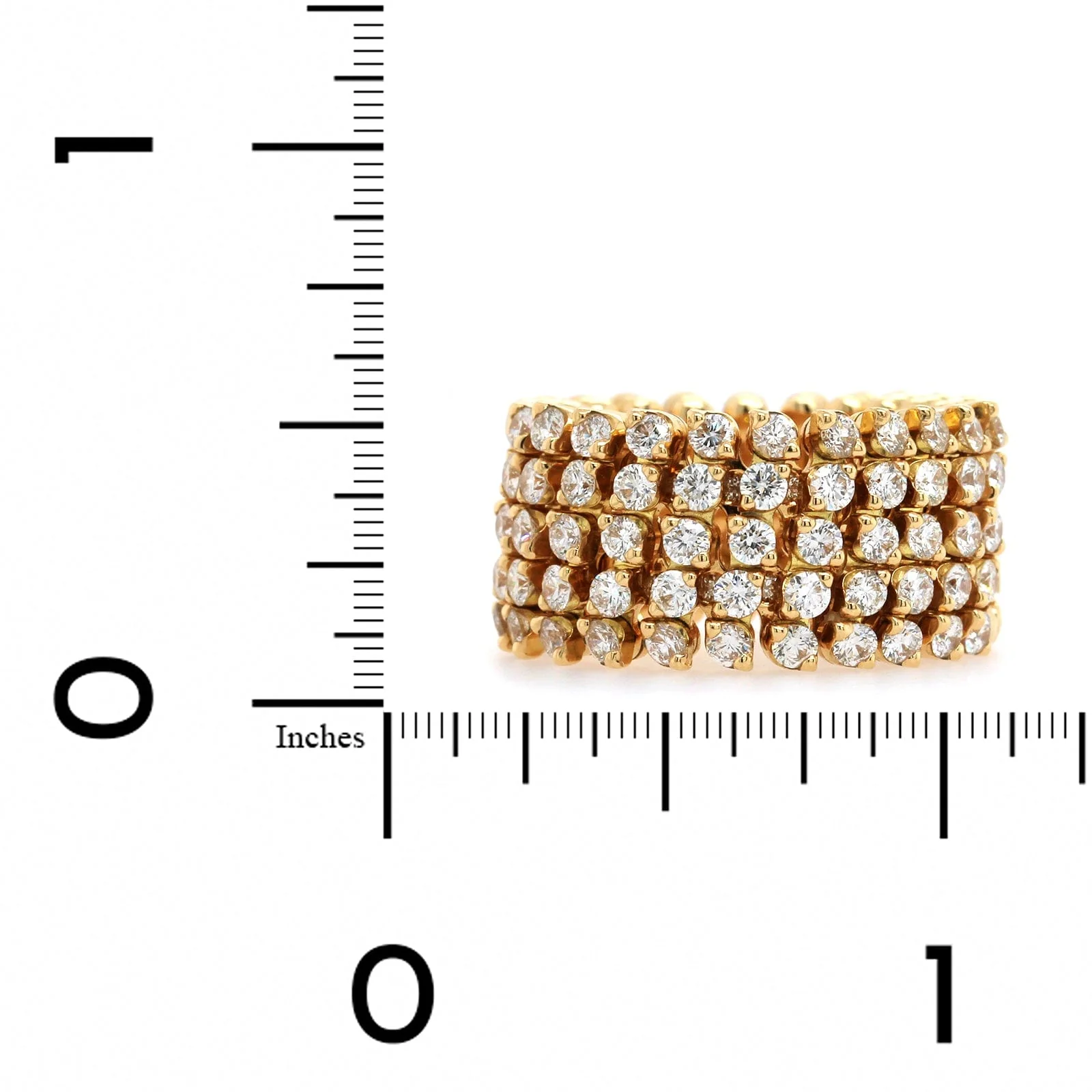 18K Yellow Gold 5 Row Adjustable Diamond Ring - Image 3