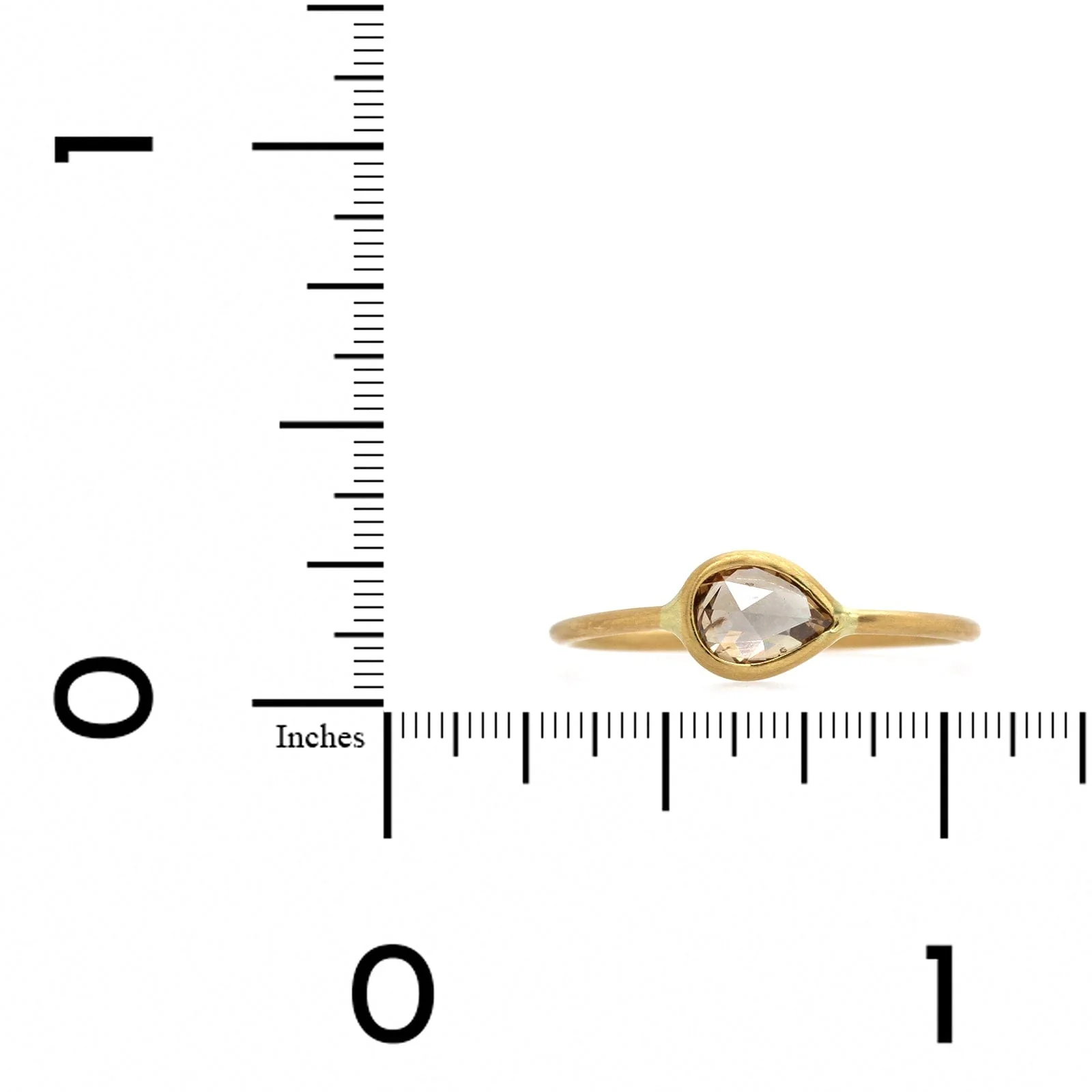 18K Yellow Gold Rose Cut Pear Diamond Ring - Image 3