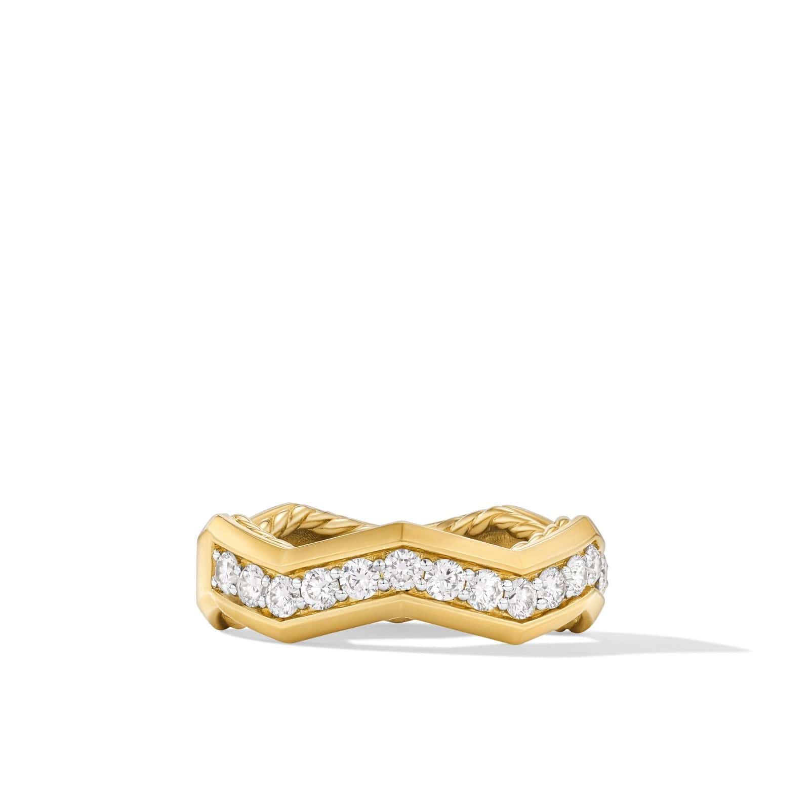 Zig Zag Stax™ Ring in 18K Yellow Gold with Diamonds, 5mm - Image 3