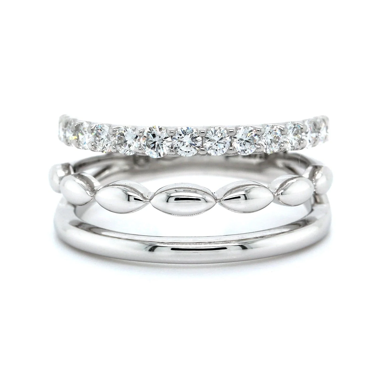 Etho Maria 18K White Gold 3 Row Diamond Band - Image 4