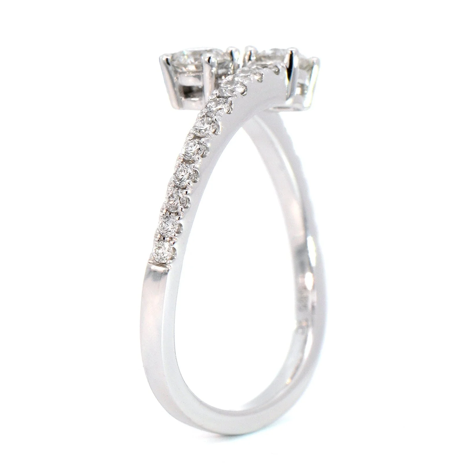 14K White Gold Bypass Diamond Ring - Image 2