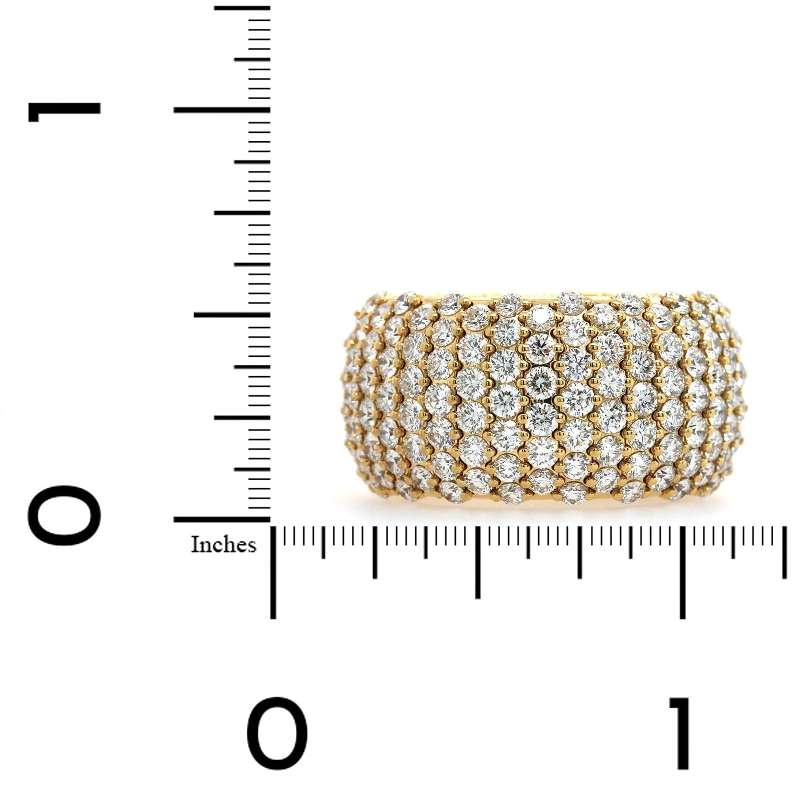 Zydo 18K Yellow Gold Alternating Diamond Rows Stretch Ring - Image 3