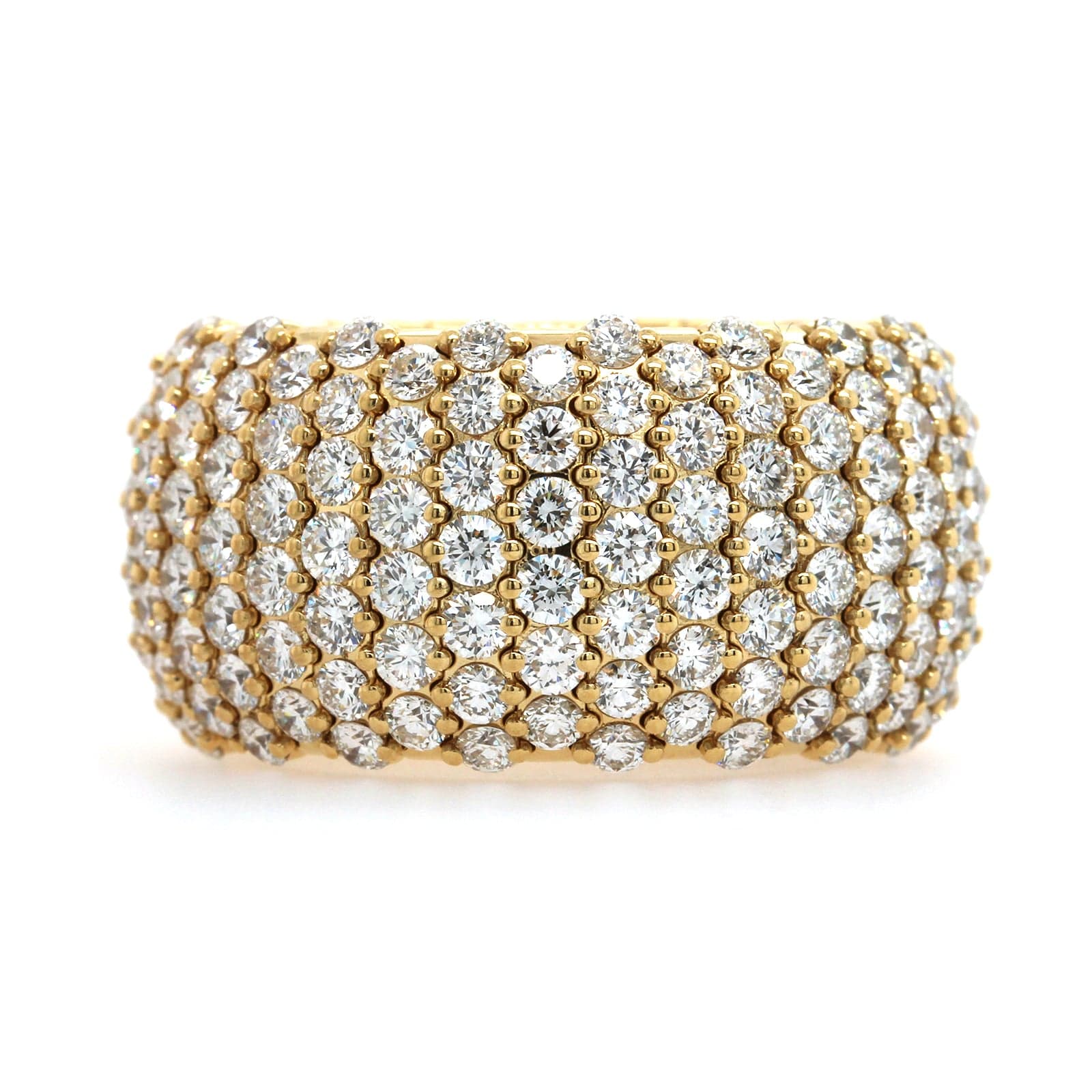 Zydo 18K Yellow Gold Alternating Diamond Rows Stretch Ring - Image 4