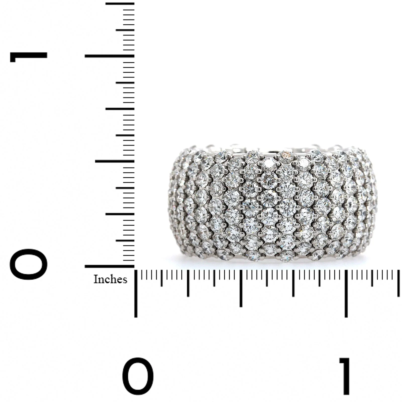 Zydo 18K White Gold Alternating Diamond Rows Stretch Ring - Image 3