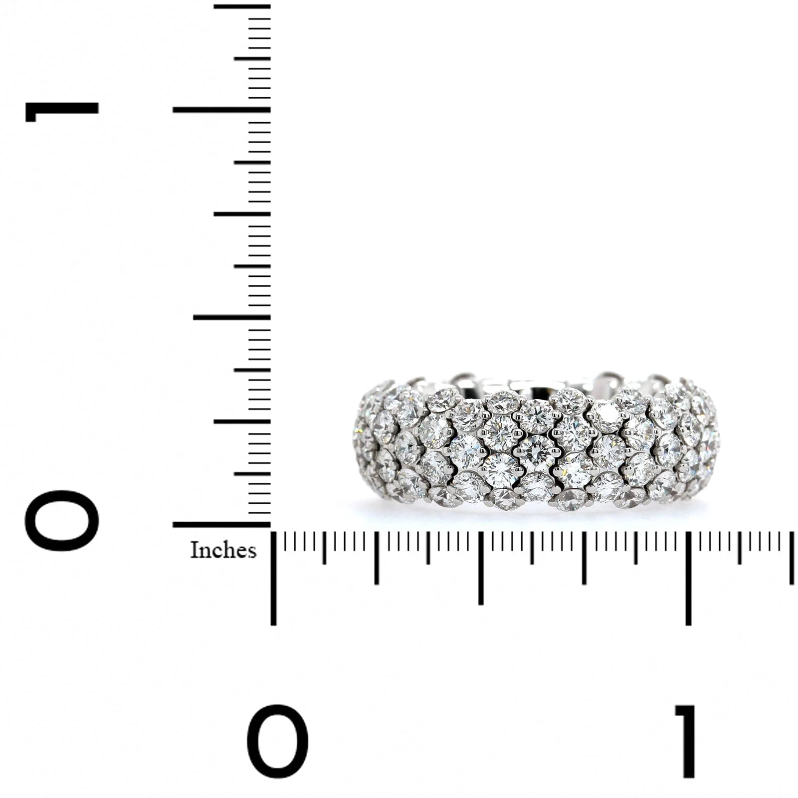 Zydo 18K White Gold Alternating 3 & 4 Diamond Rows Stretch Ring - Image 3