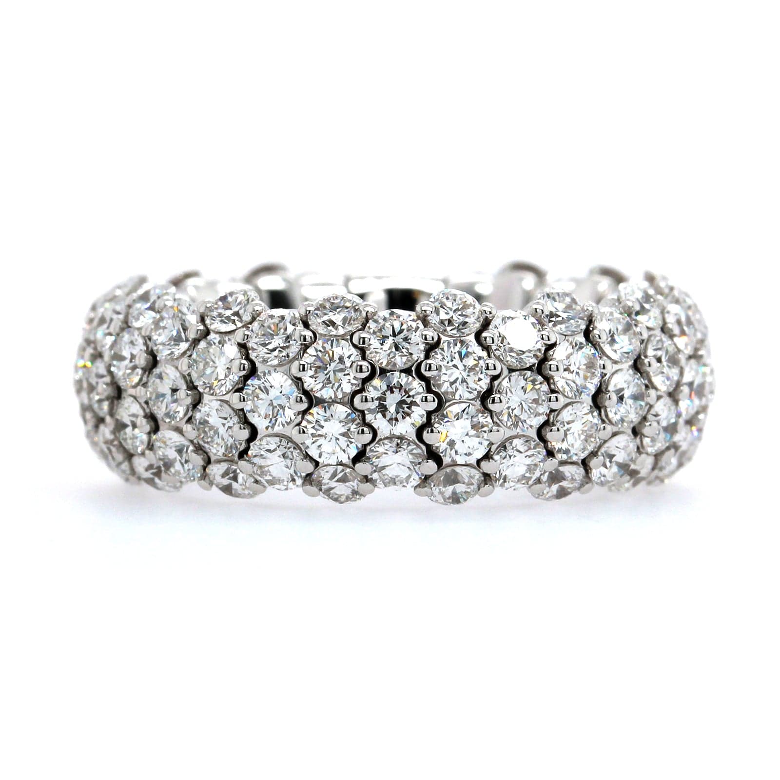 Zydo 18K White Gold Alternating 3 & 4 Diamond Rows Stretch Ring - Image 4