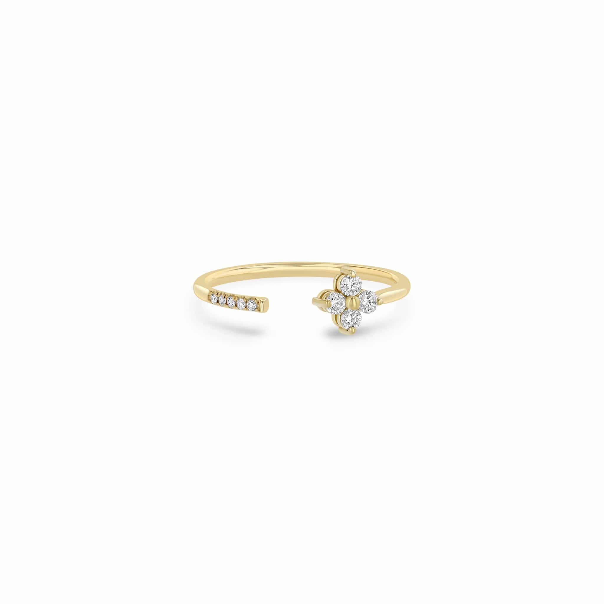 Zoe Chicco 14K Yellow Gold Diamond Flower Open Ring